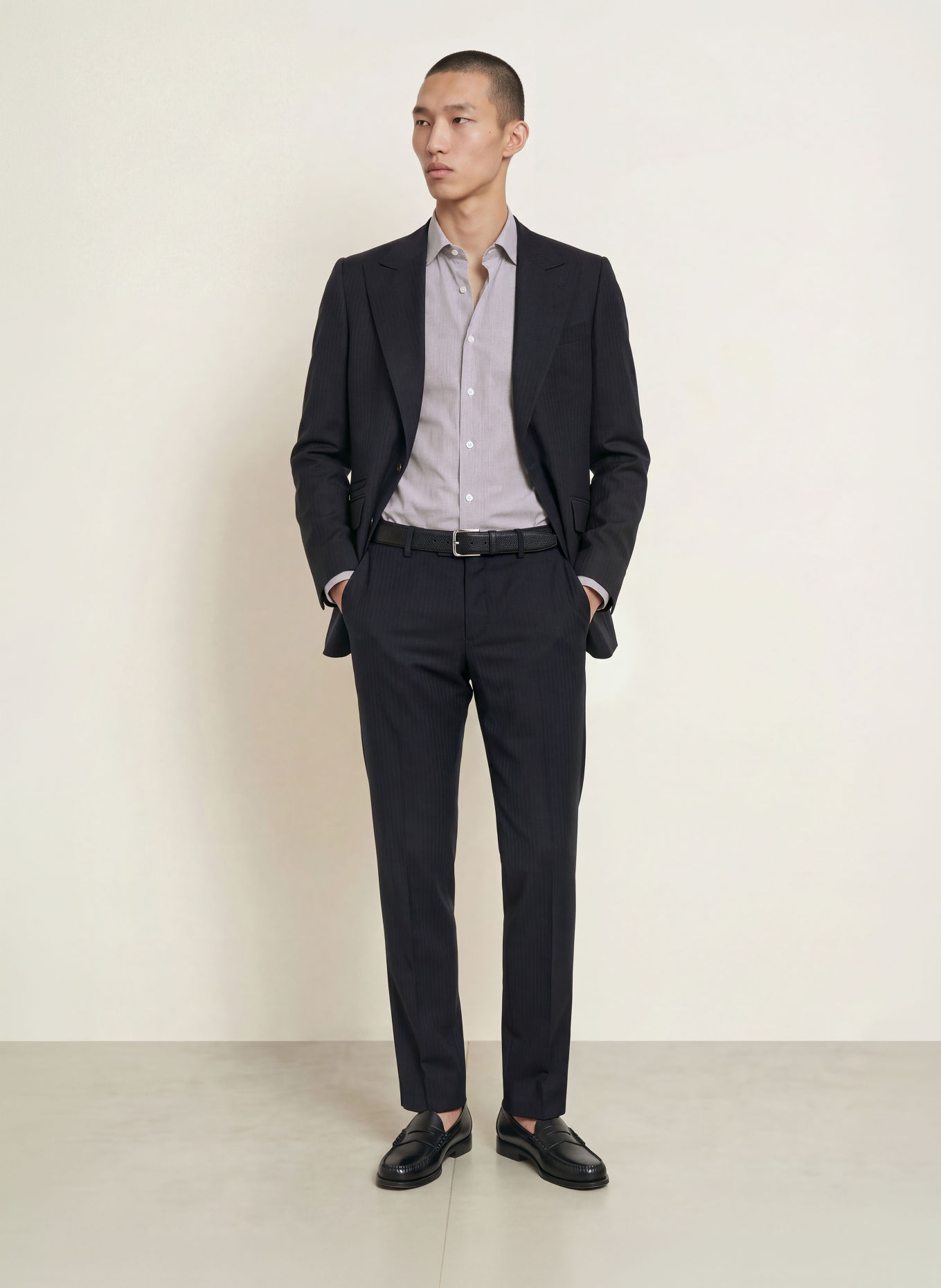 TIGER OF SWEDEN Overhemd ADLEY Slim Fit: DONKERBLAUW / WIT