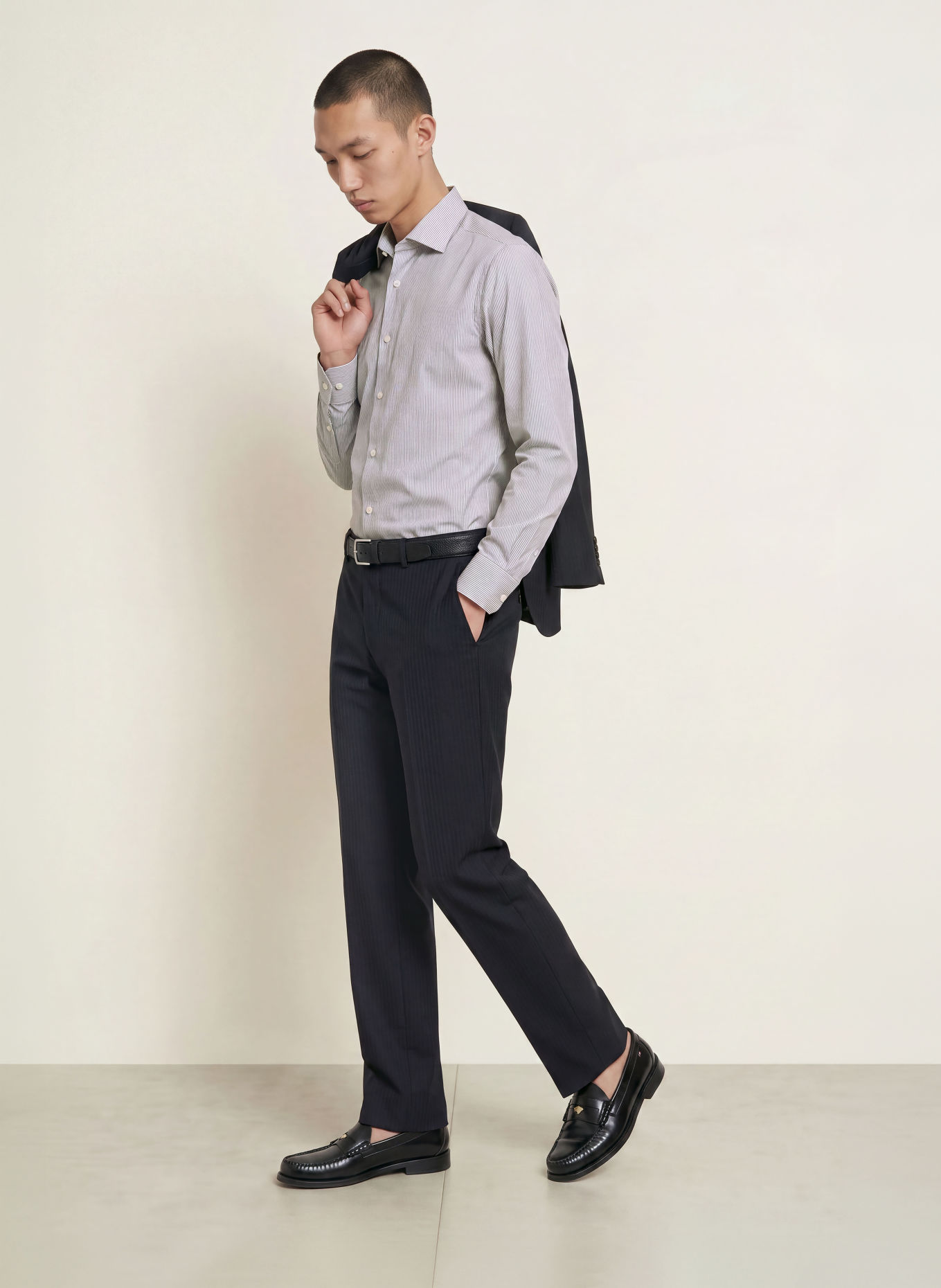 TIGER OF SWEDEN Overhemd ADLEY Slim Fit: DONKERBLAUW / WIT