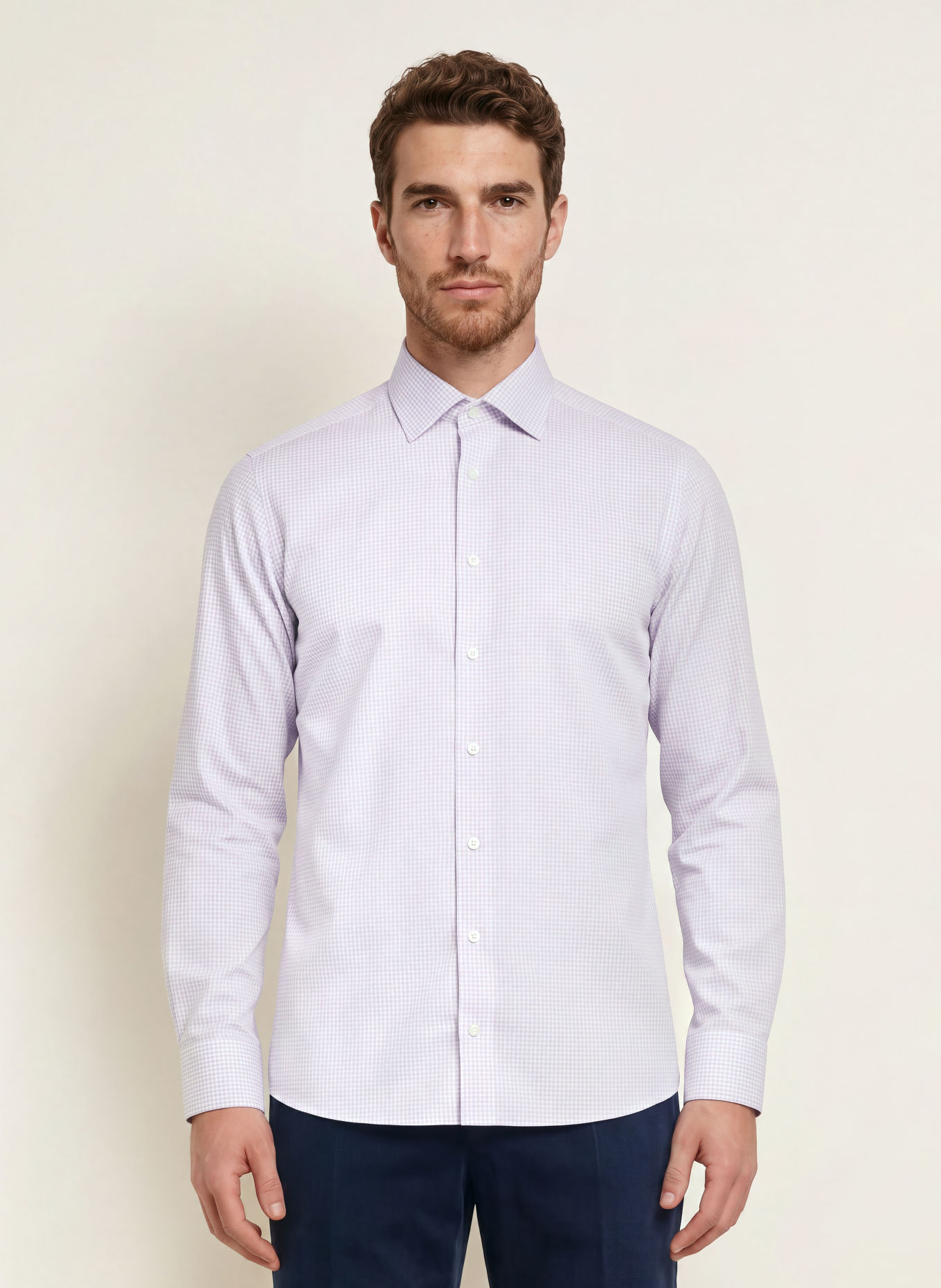 ETON Overhemd, slim fit: WIT / BEIGE / LICHTGRIJS
