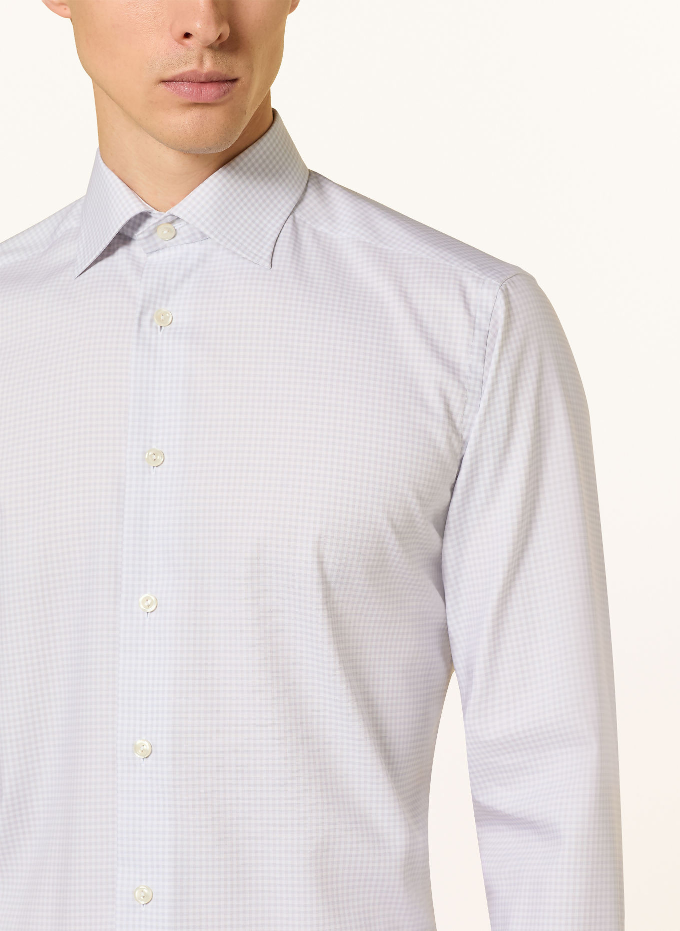 ETON Overhemd, slim fit: WIT / BEIGE / LICHTGRIJS