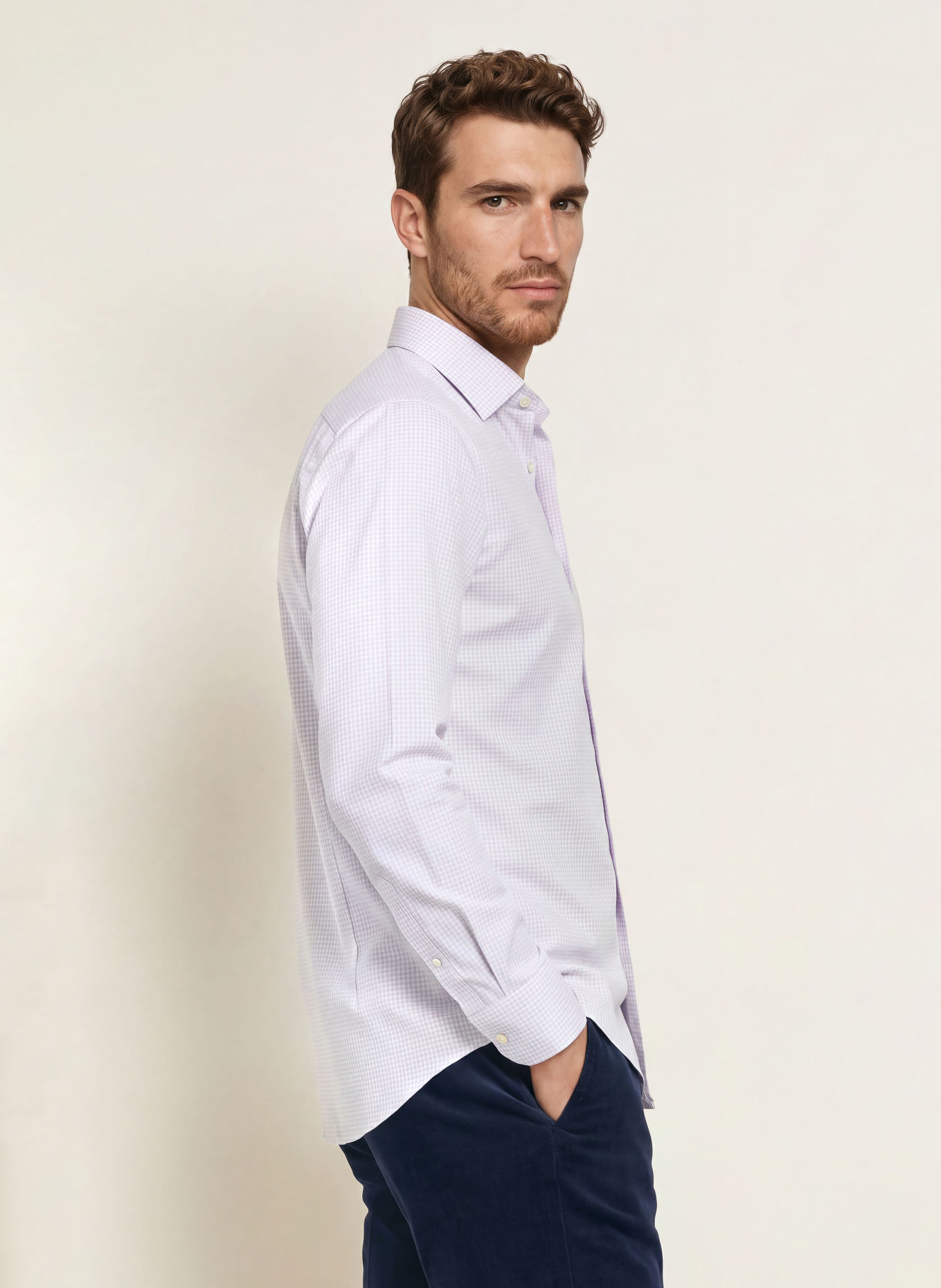 ETON Overhemd, slim fit: WIT / BEIGE / LICHTGRIJS