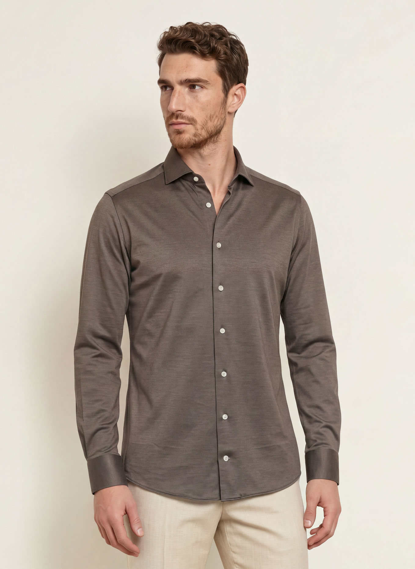 ETON Chemise coupe classique: TAUPE
