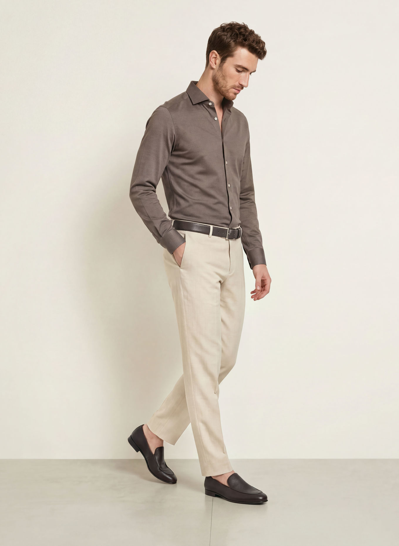 ETON Chemise coupe classique: TAUPE