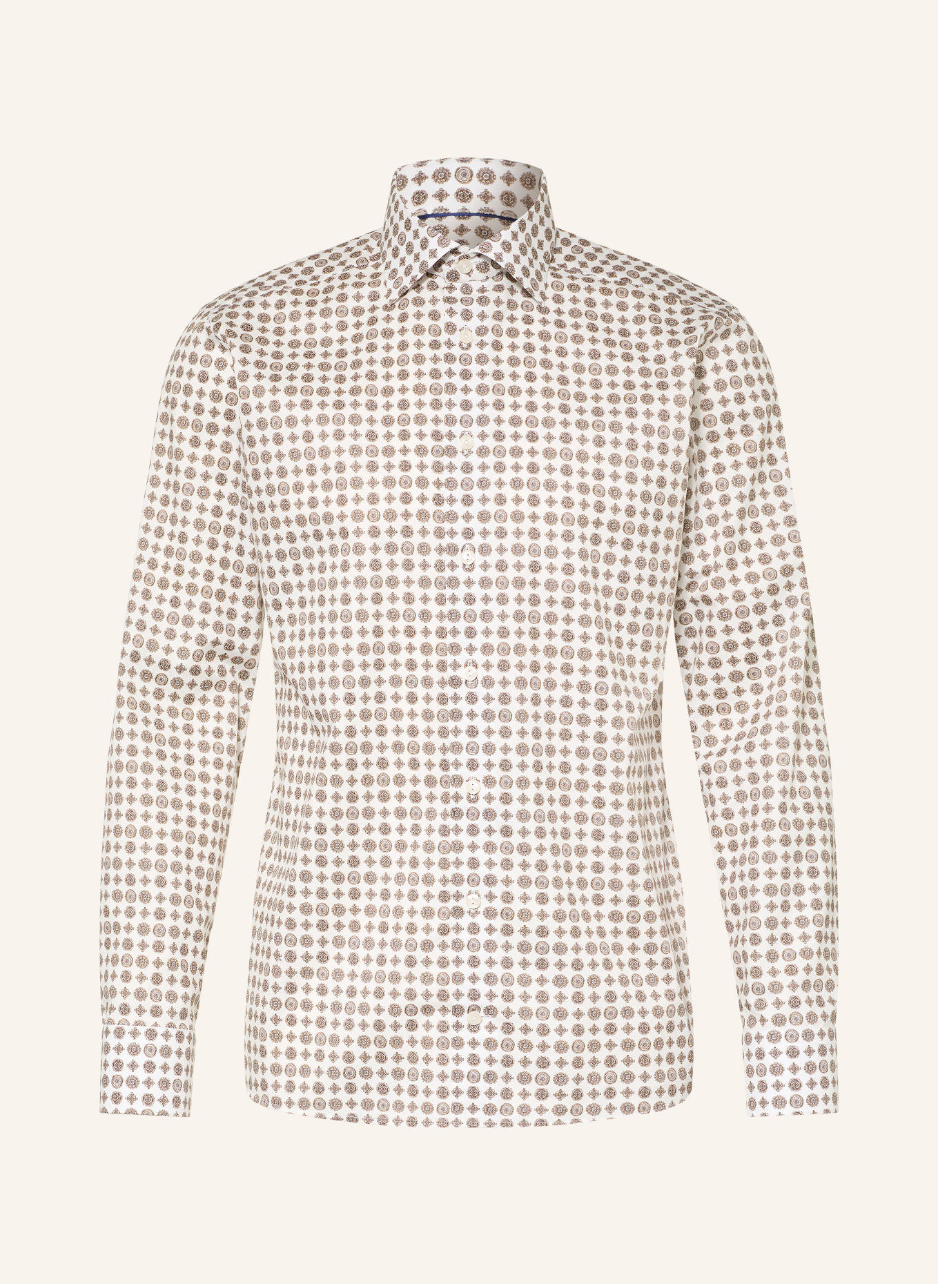 ETON Overhemd, slim fit: WIT / MARRON FONCÉ