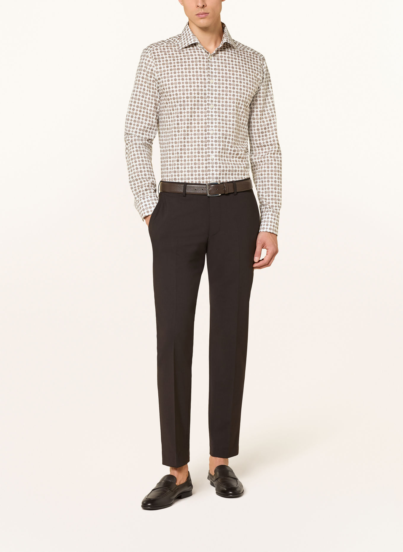 ETON Overhemd, slim fit: WIT / MARRON FONCÉ