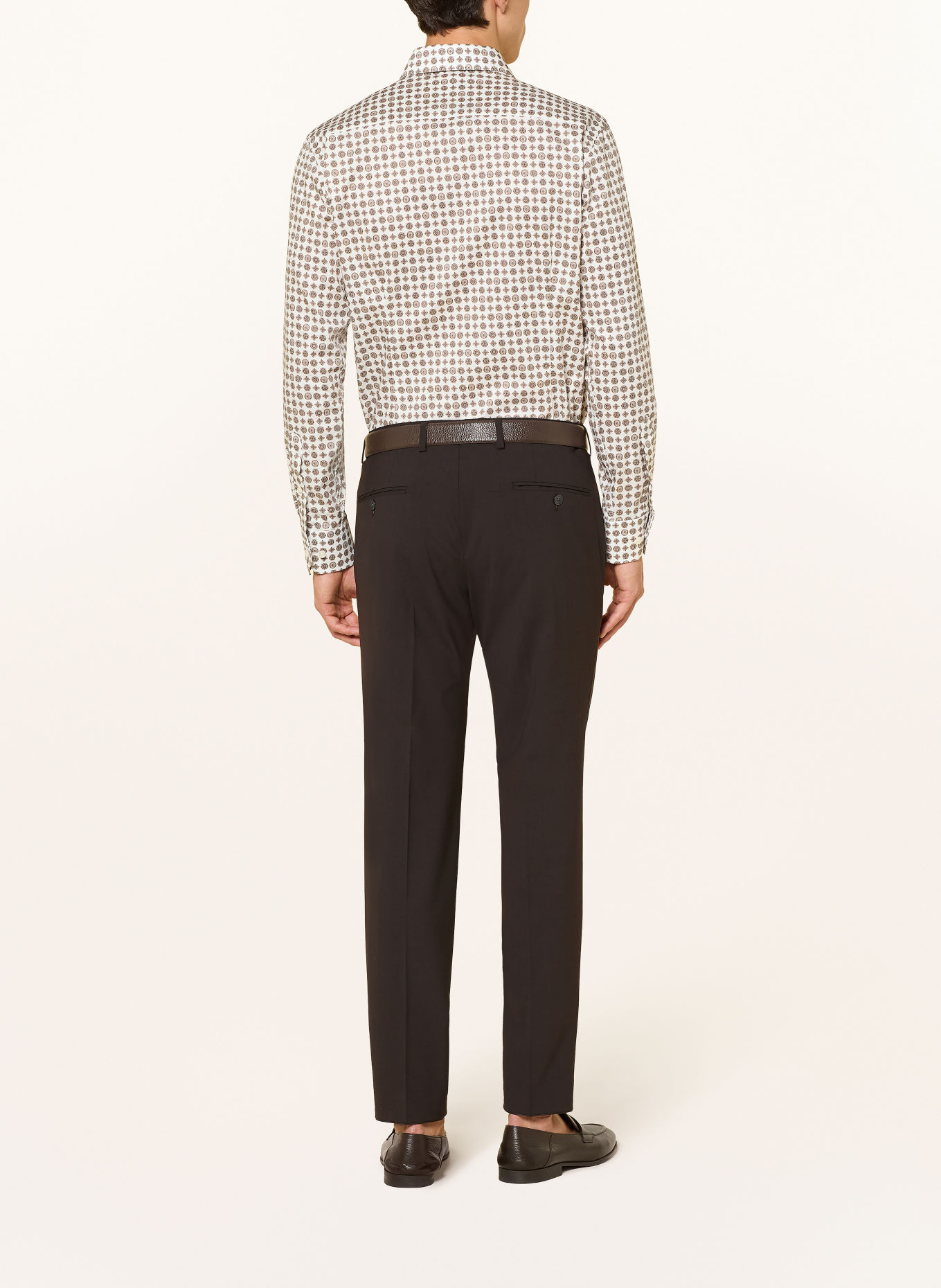 ETON Overhemd, slim fit: WIT / MARRON FONCÉ
