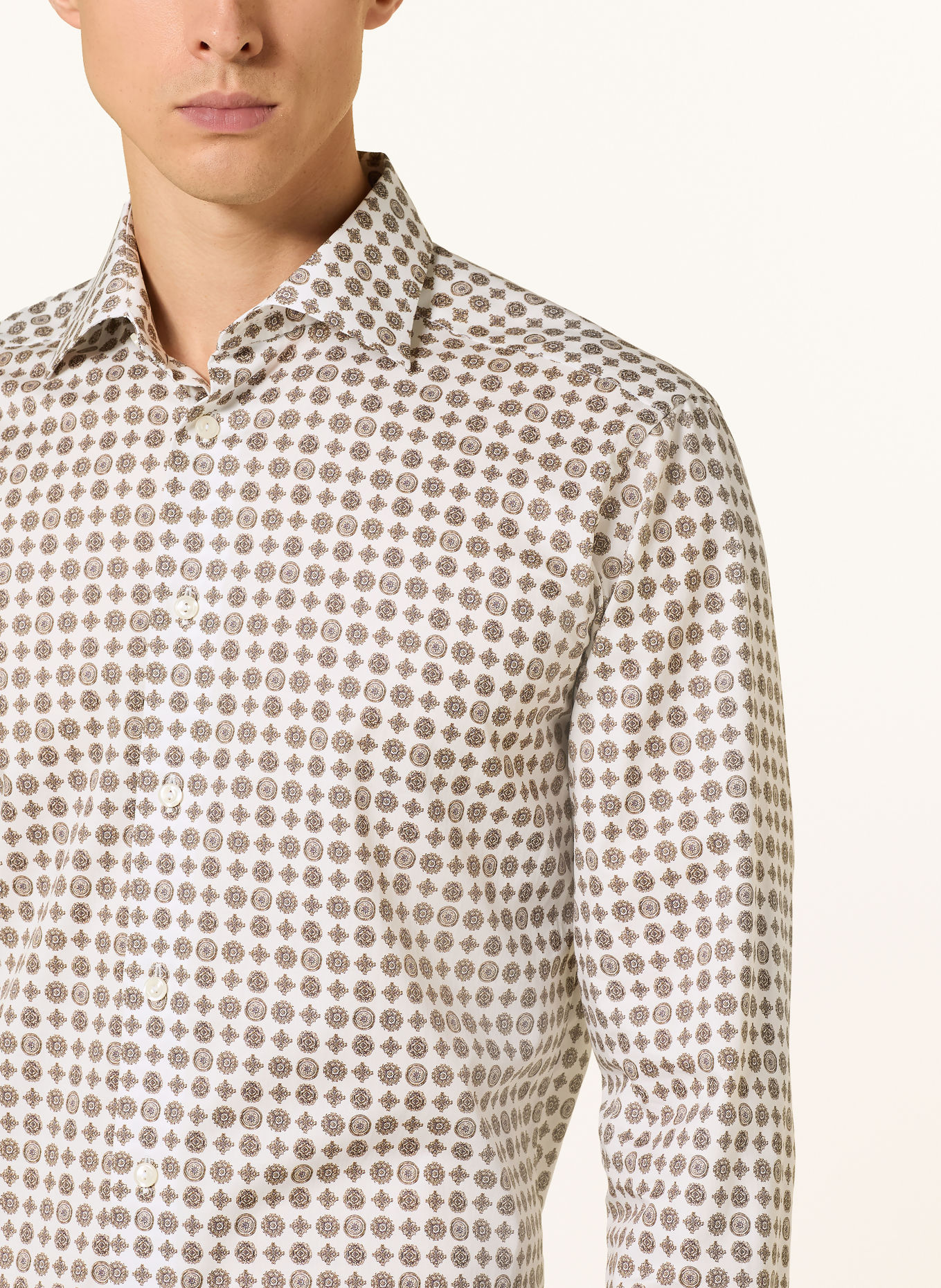 ETON Overhemd, slim fit: WIT / MARRON FONCÉ