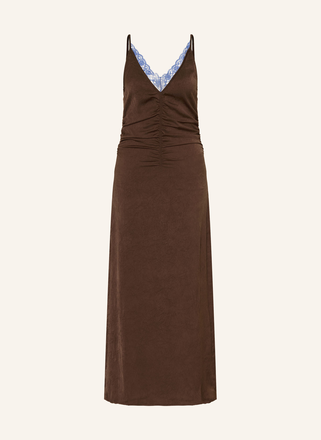 BAUM UND PFERDGARTEN ATALIE Dress with Lace: DARK BROWN / LIGHT BLUE