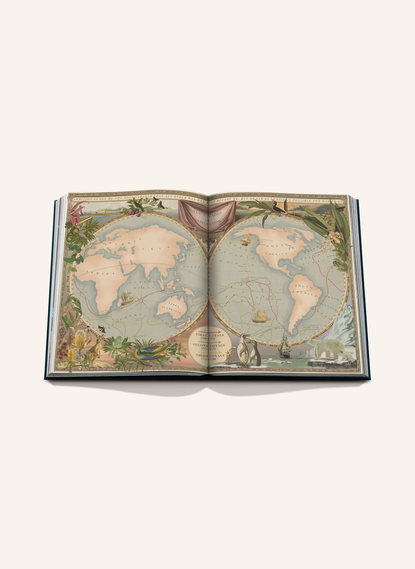 ASSOULINE Book: PACIFIC ISLANDS: JAMES COOK VOYAGES: BLACK / GOLD / DARK BLUE