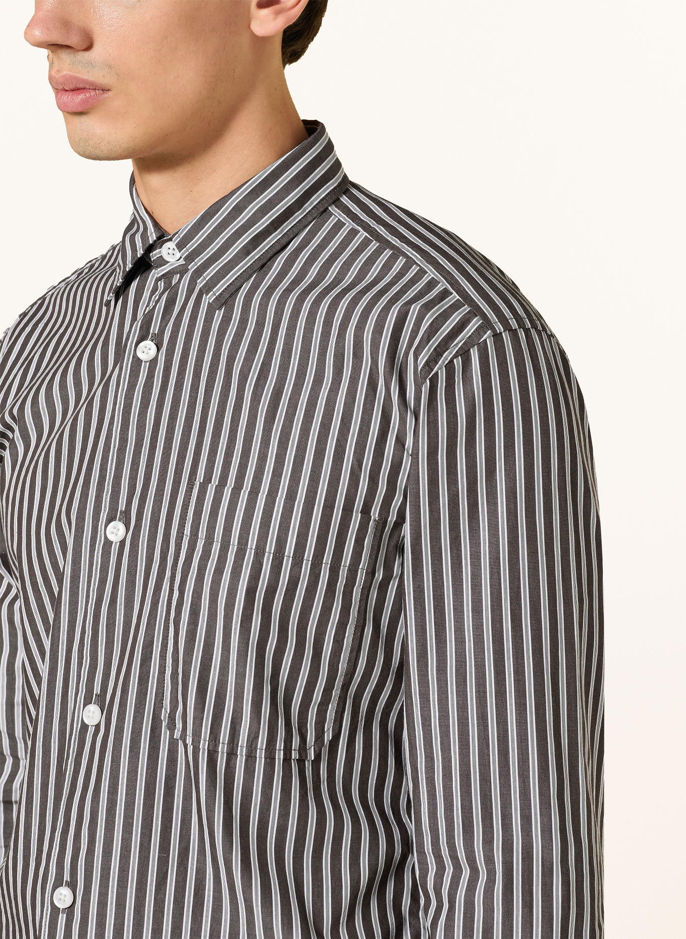 STRELLSON Hemd CARSON Regular Fit: DUNKELBRAUN / WEISS