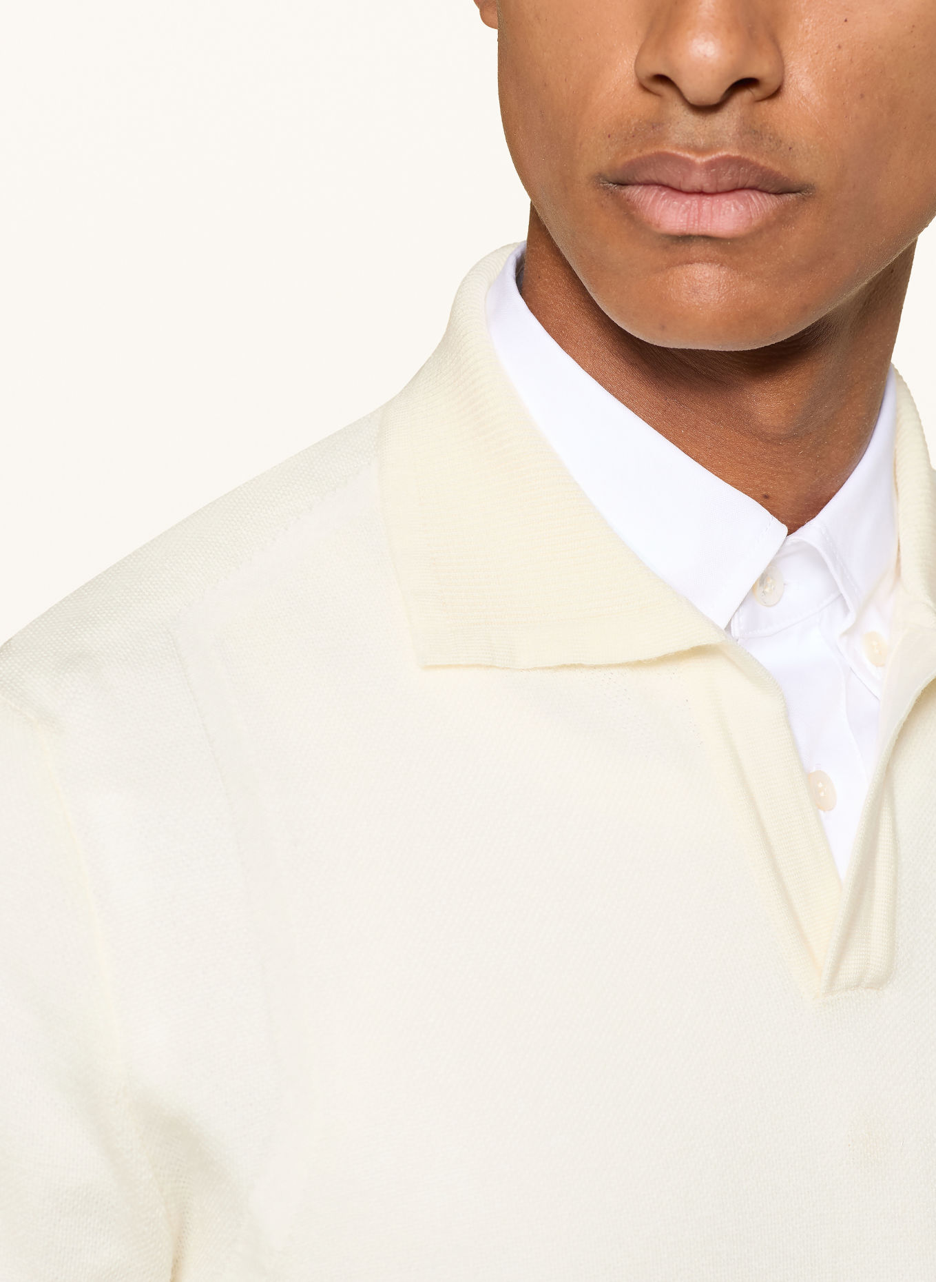 JACOB COHEN Gebreid poloshirt: CRÈME