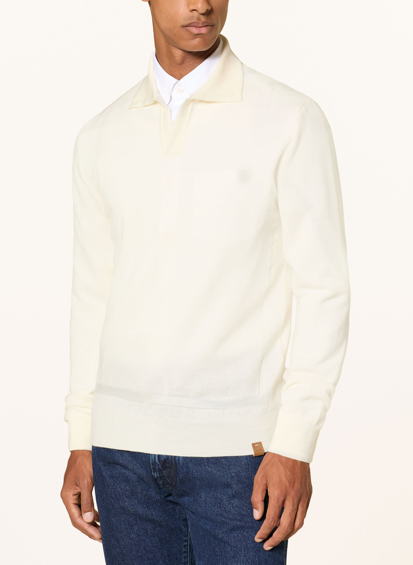 JACOB COHEN Gebreid poloshirt: CRÈME