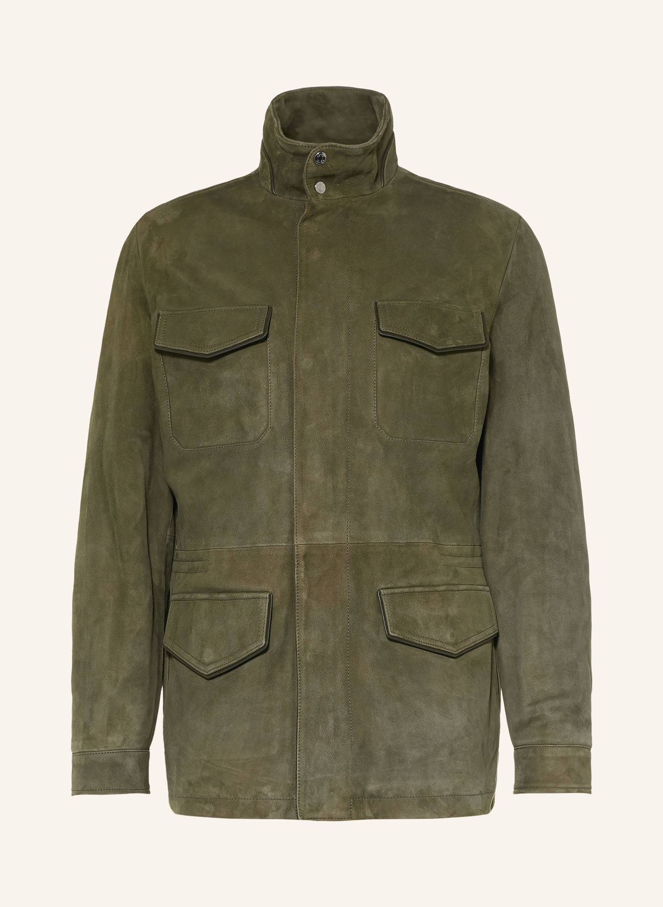JACOB COHEN Veste saharienne en cuir: OLIVE