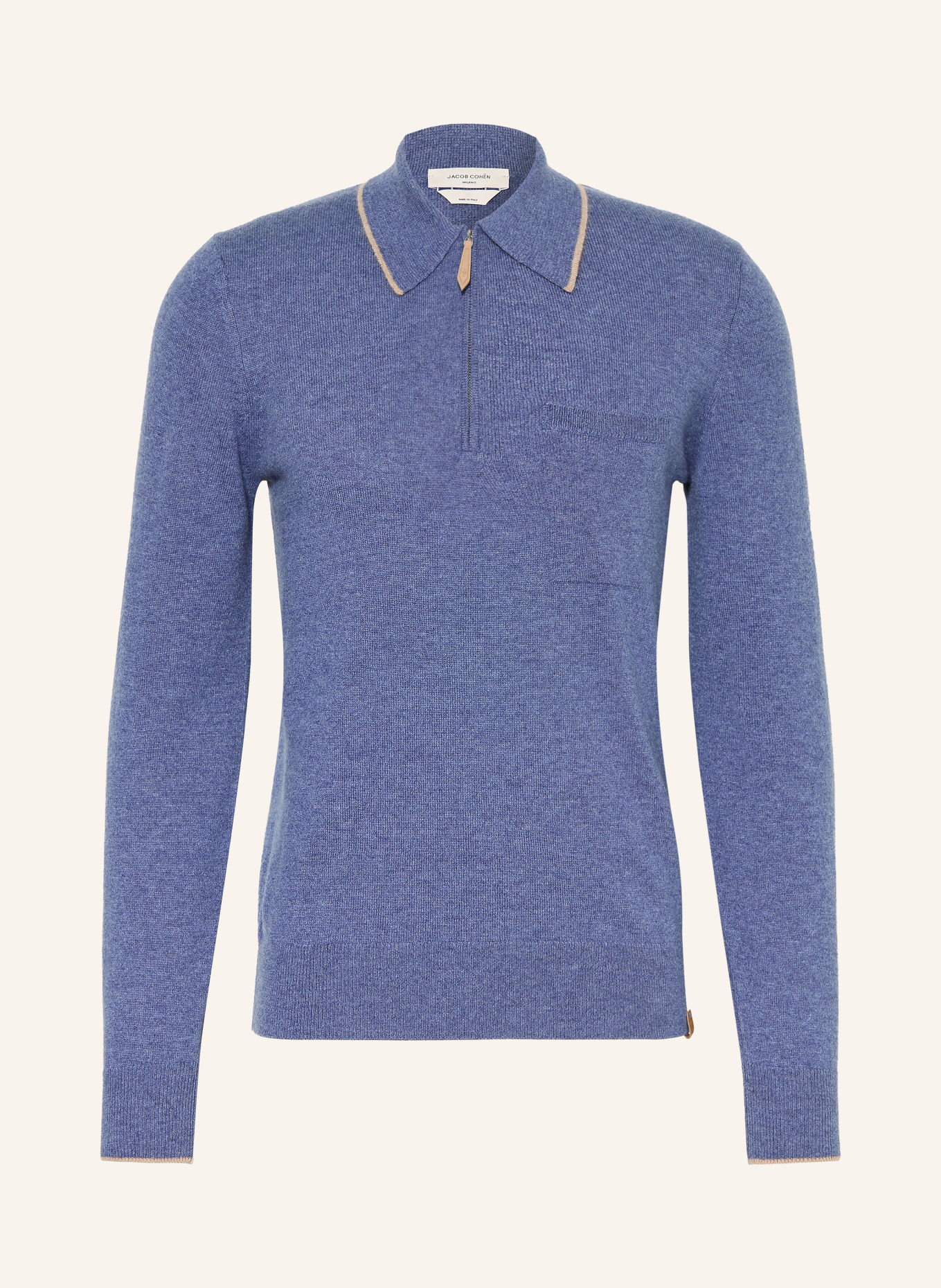 JACOB COHEN Gebreid poloshirt: BLAUWGRIJS / BEIGE