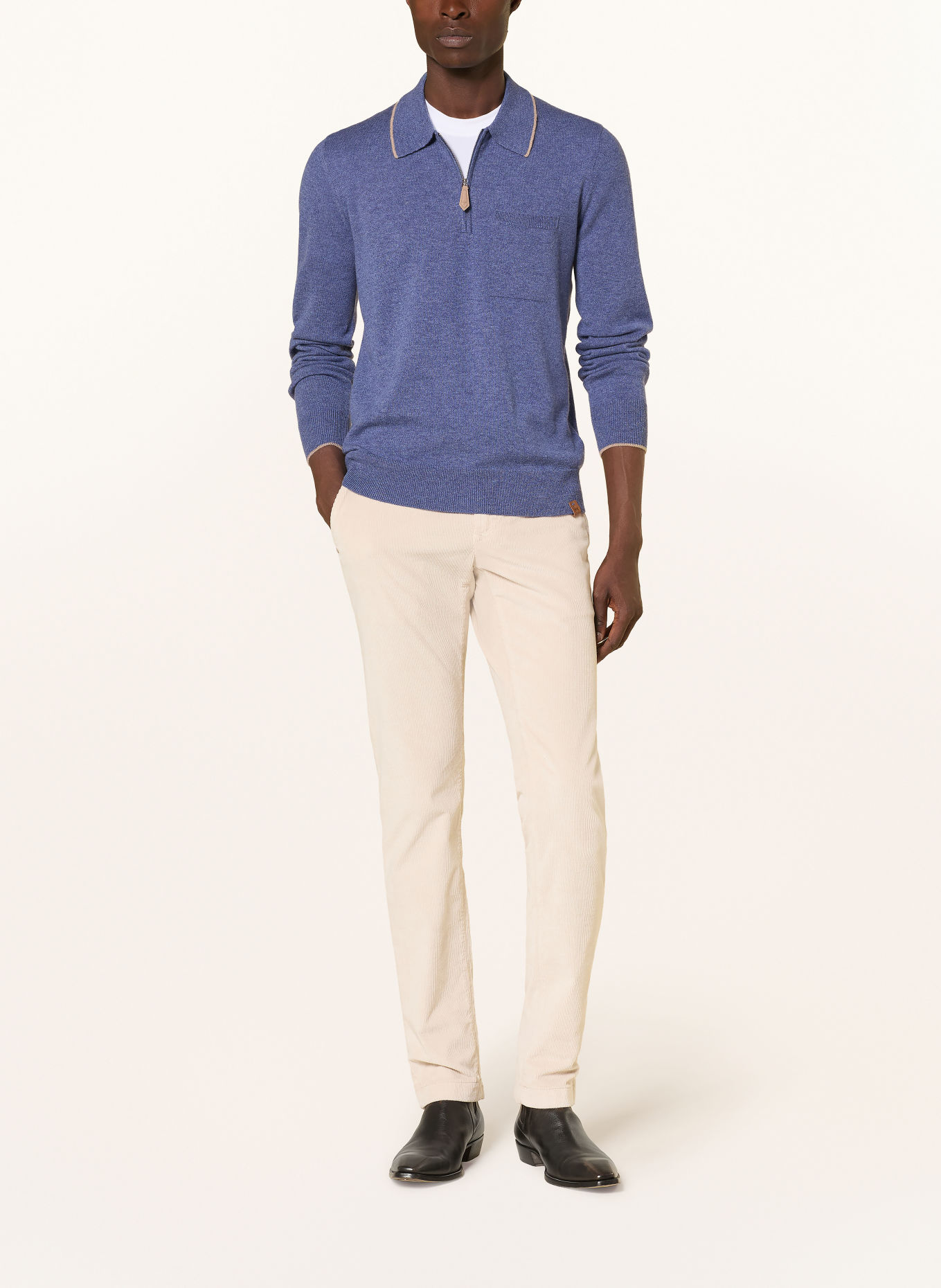 JACOB COHEN Gebreid poloshirt: BLAUWGRIJS / BEIGE