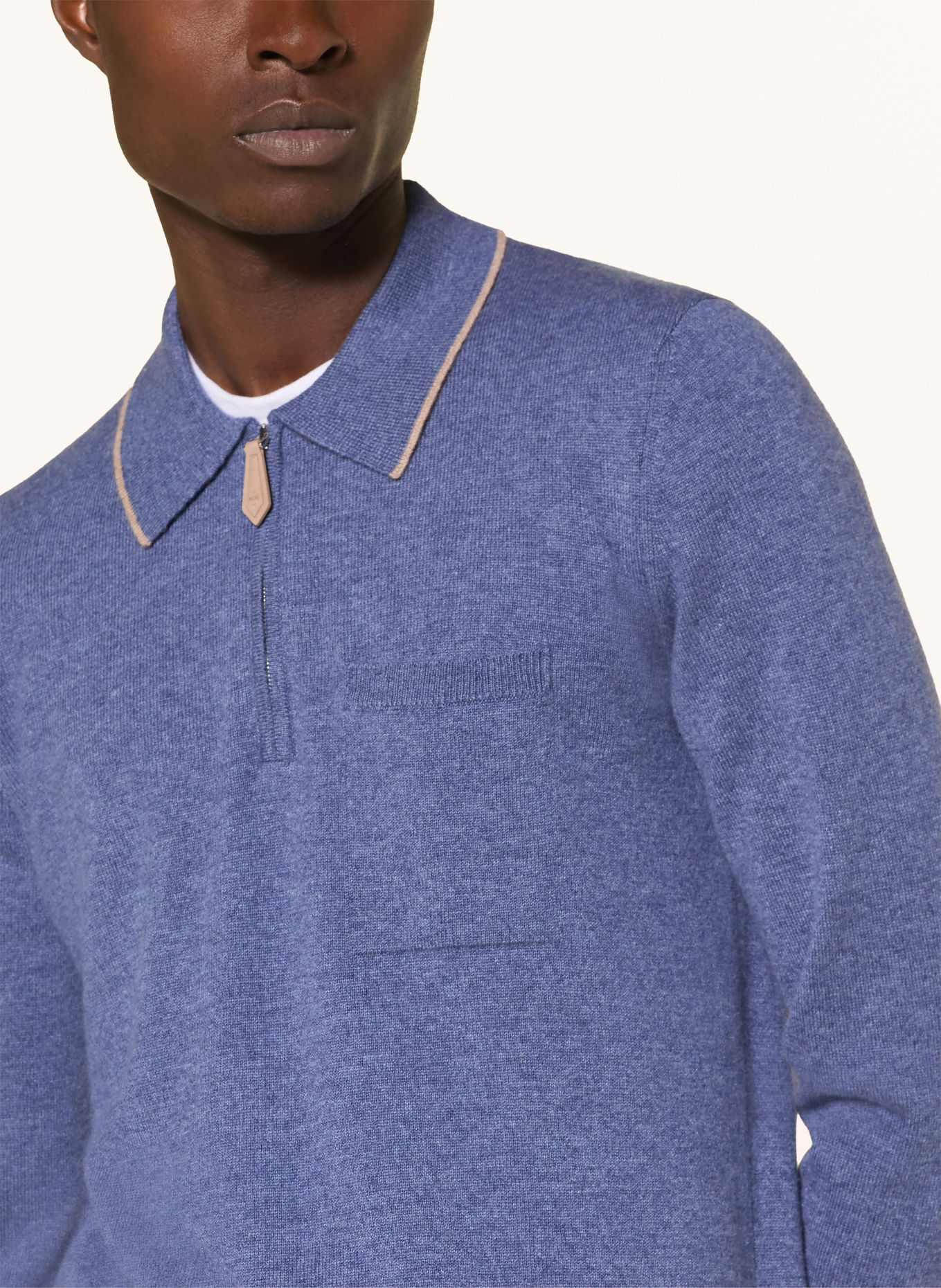 JACOB COHEN Gebreid poloshirt: BLAUWGRIJS / BEIGE
