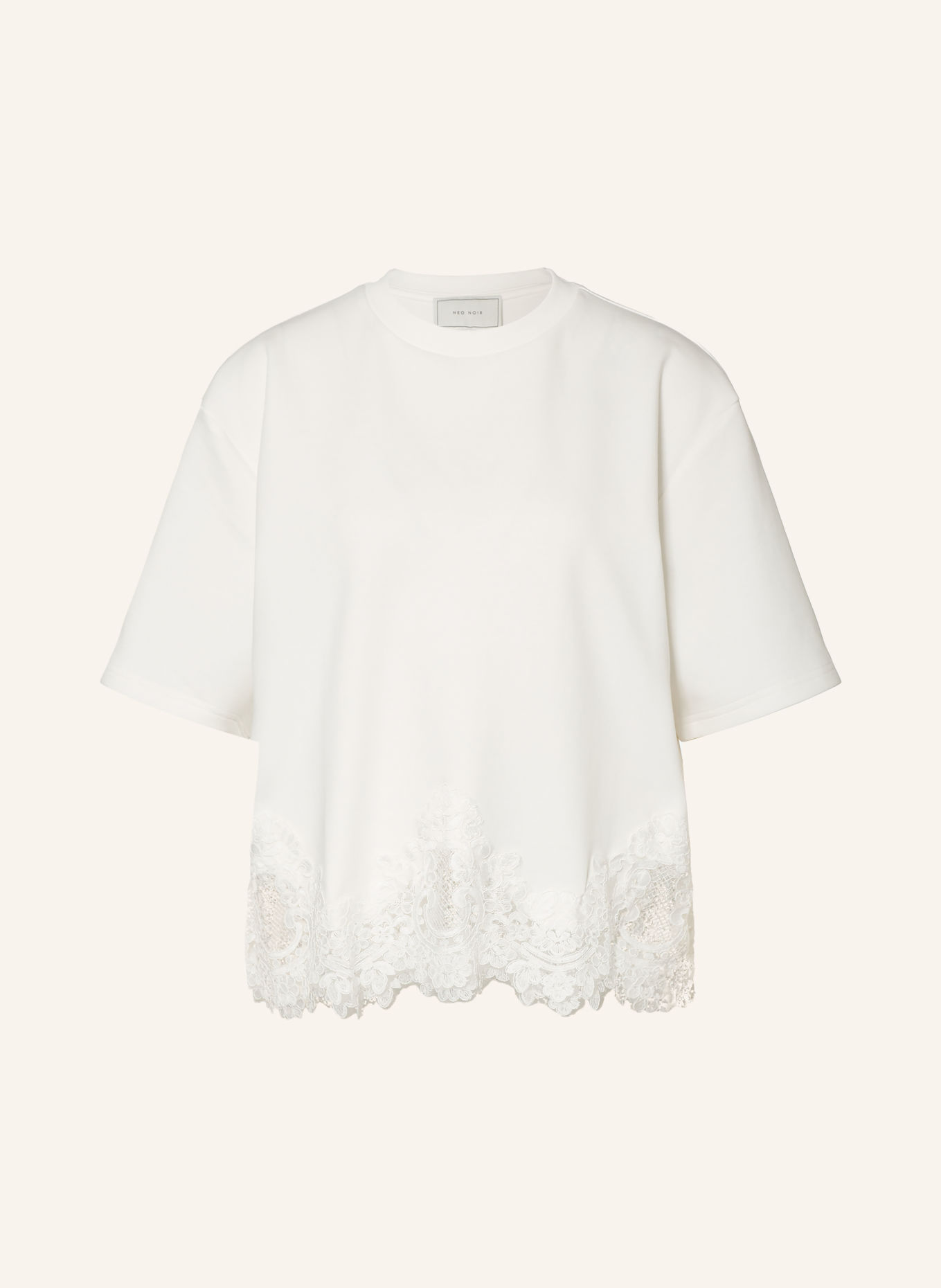NEO NOIR T-Shirt IRIA mit Spitze: WEISS