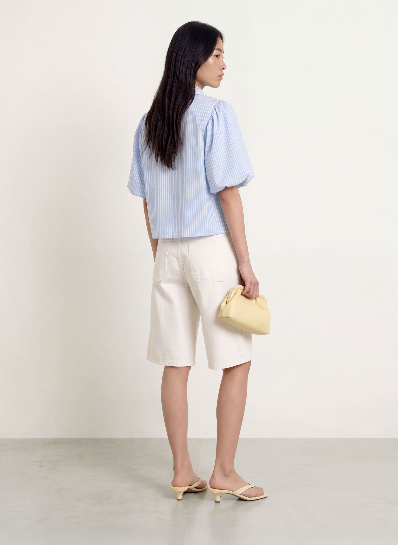 NEO NOIR PARISA Shirt blouse: LIGHT BLUE / WHITE / BLACK