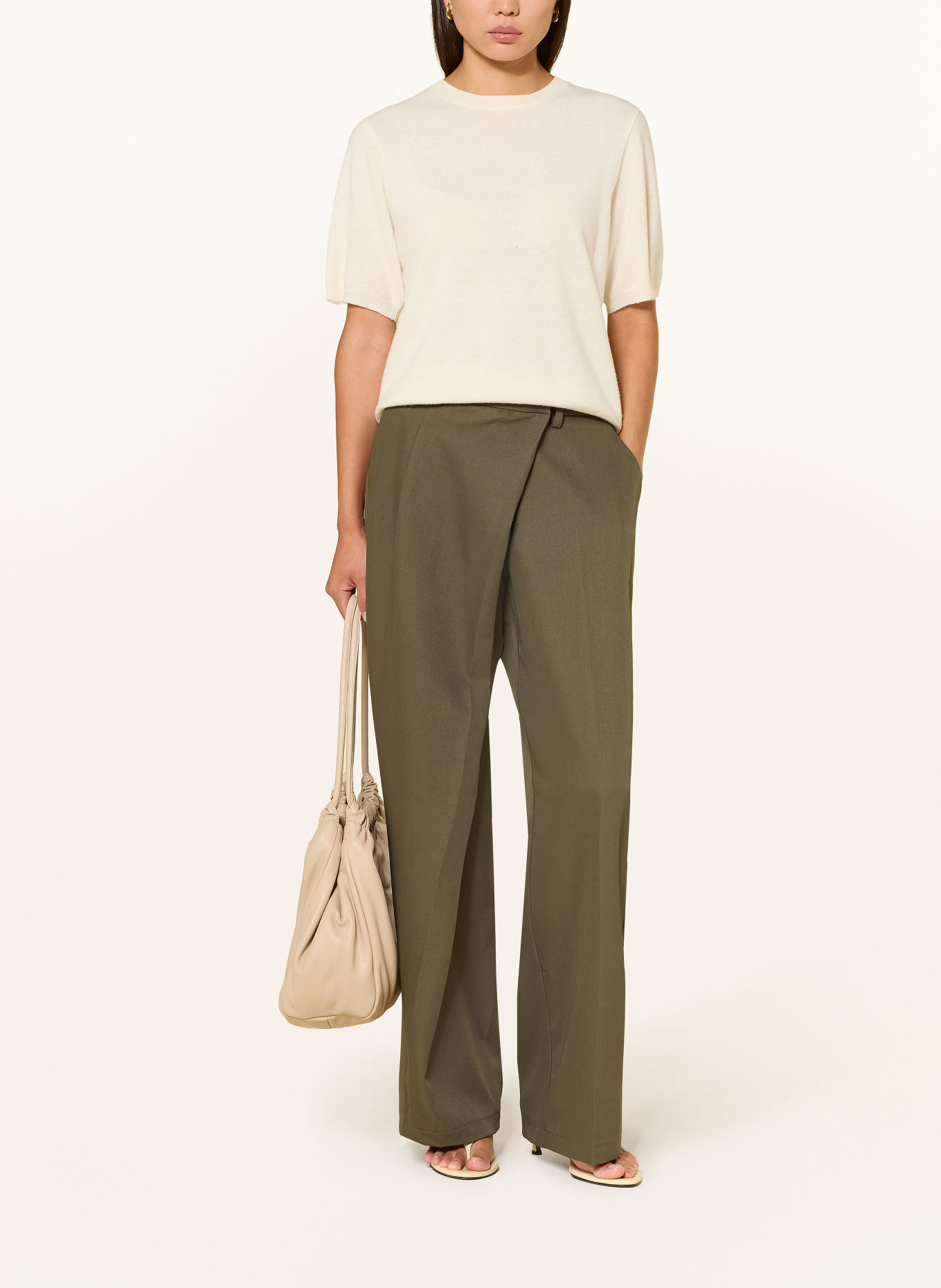 NEO NOIR CALINA Wrap-Style Trousers: TAUPE