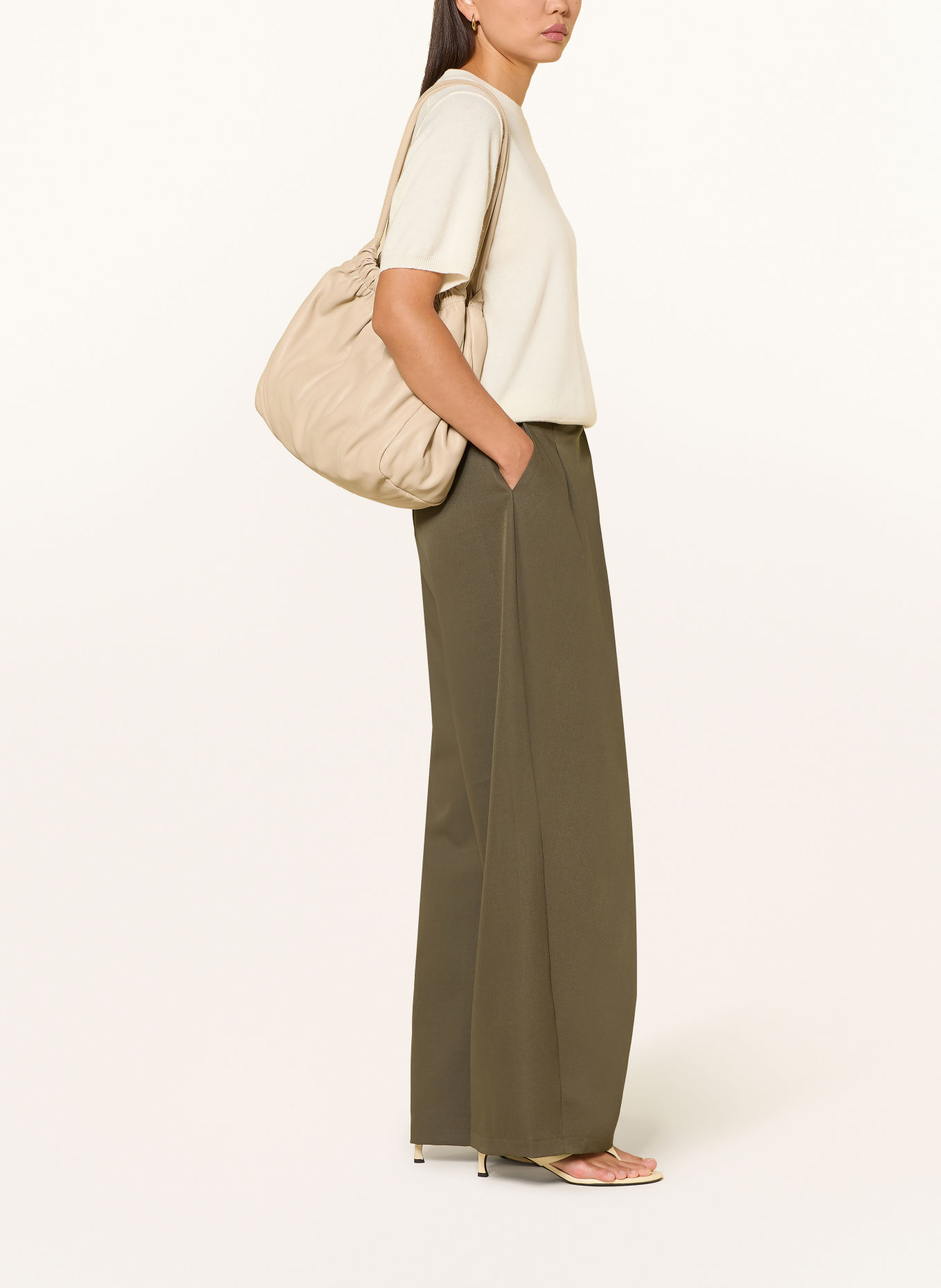 NEO NOIR CALINA Wrap-Style Trousers: TAUPE
