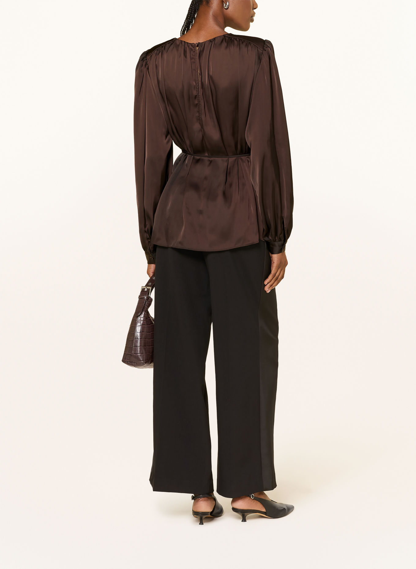 SOFIE SCHNOOR Satijnen blouseshirt MARTHEASW: MARRON FONCÉ
