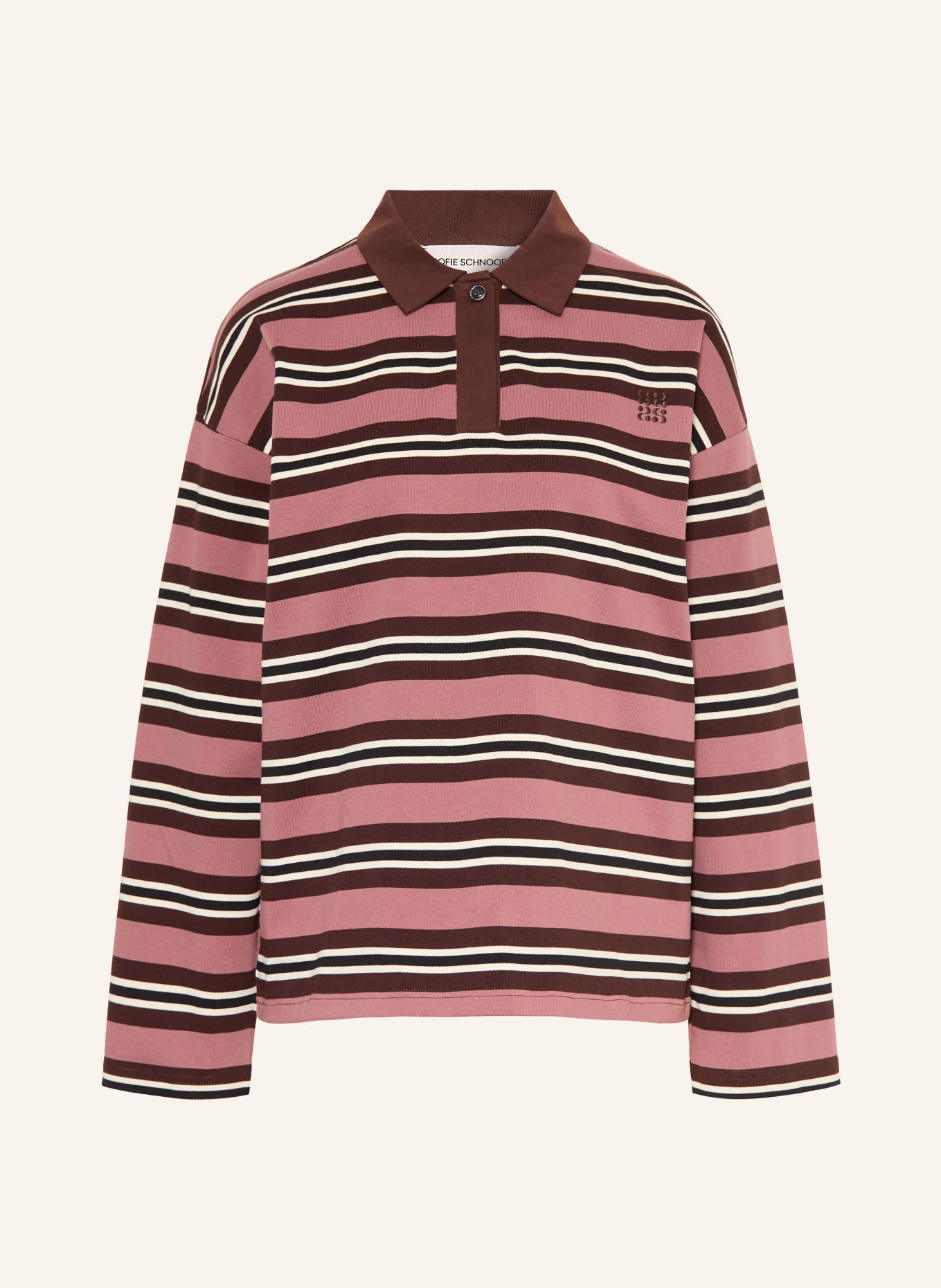 SOFIE SCHNOOR Jersey polo shirt PRIASW: DUSKY PINK / DARK BROWN / ECRU