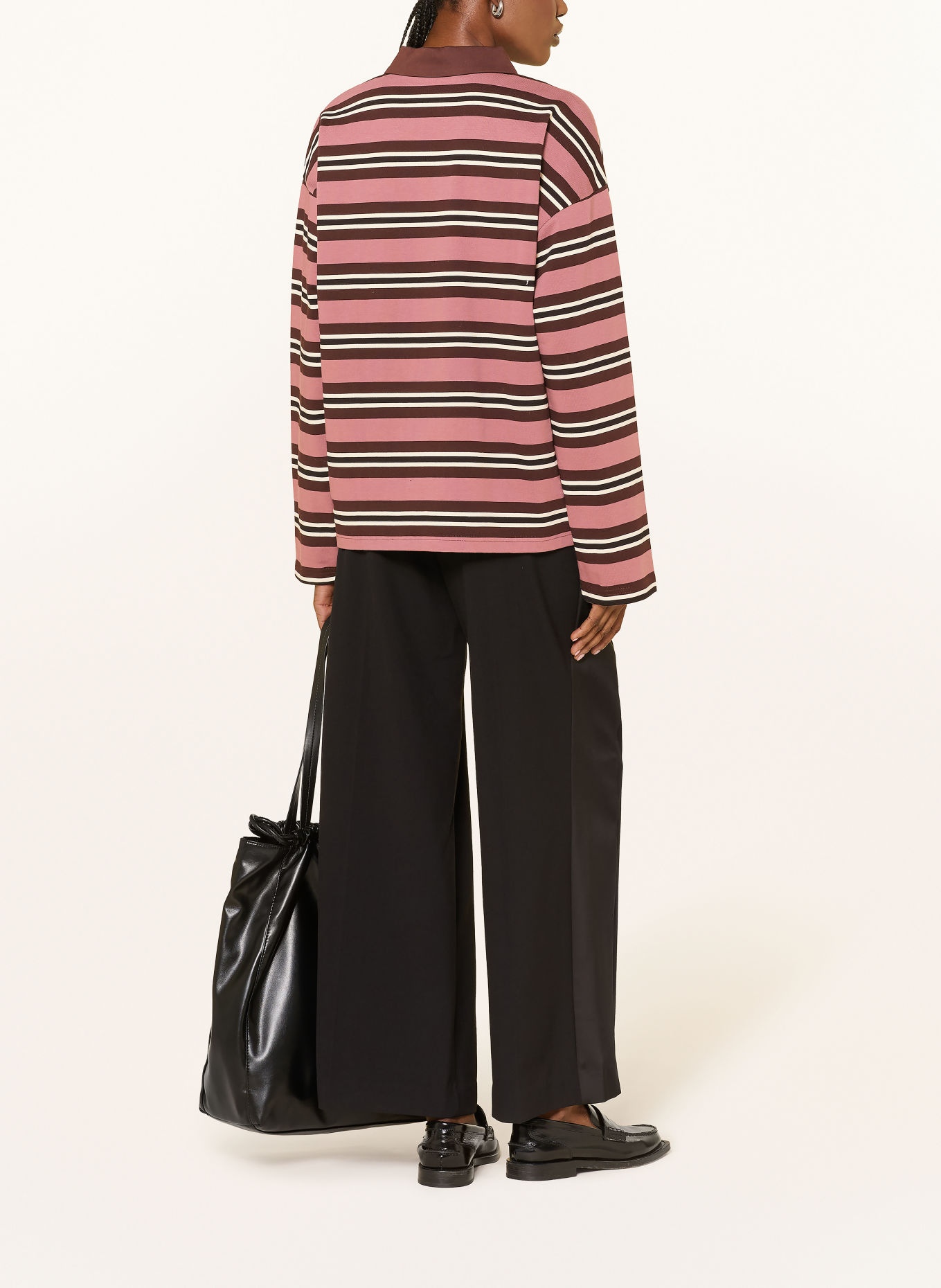 SOFIE SCHNOOR Jersey polo shirt PRIASW: DUSKY PINK / DARK BROWN / ECRU