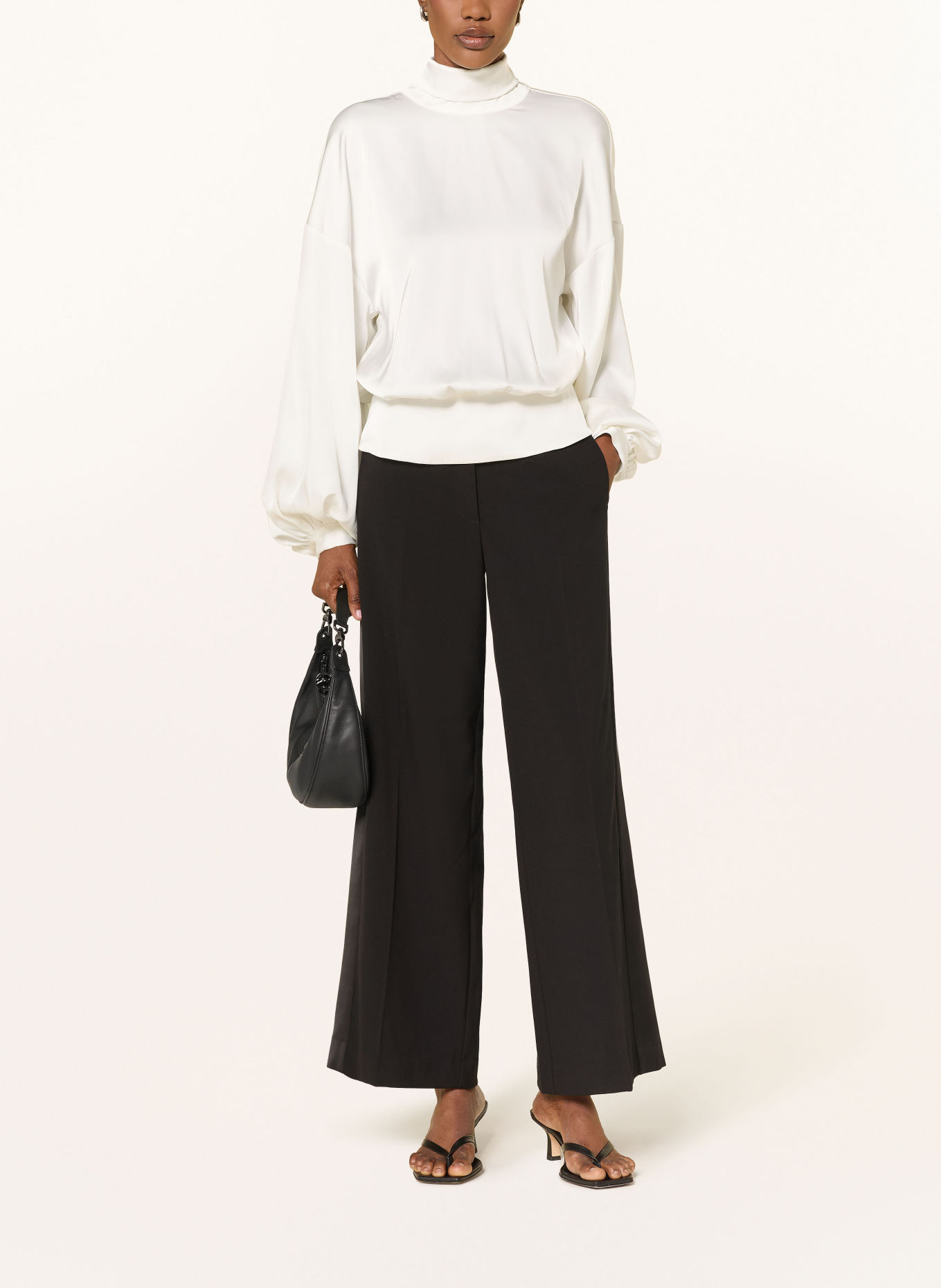 SOFIE SCHNOOR AMBERSW-blouseshirt van satijn met strik: WIT