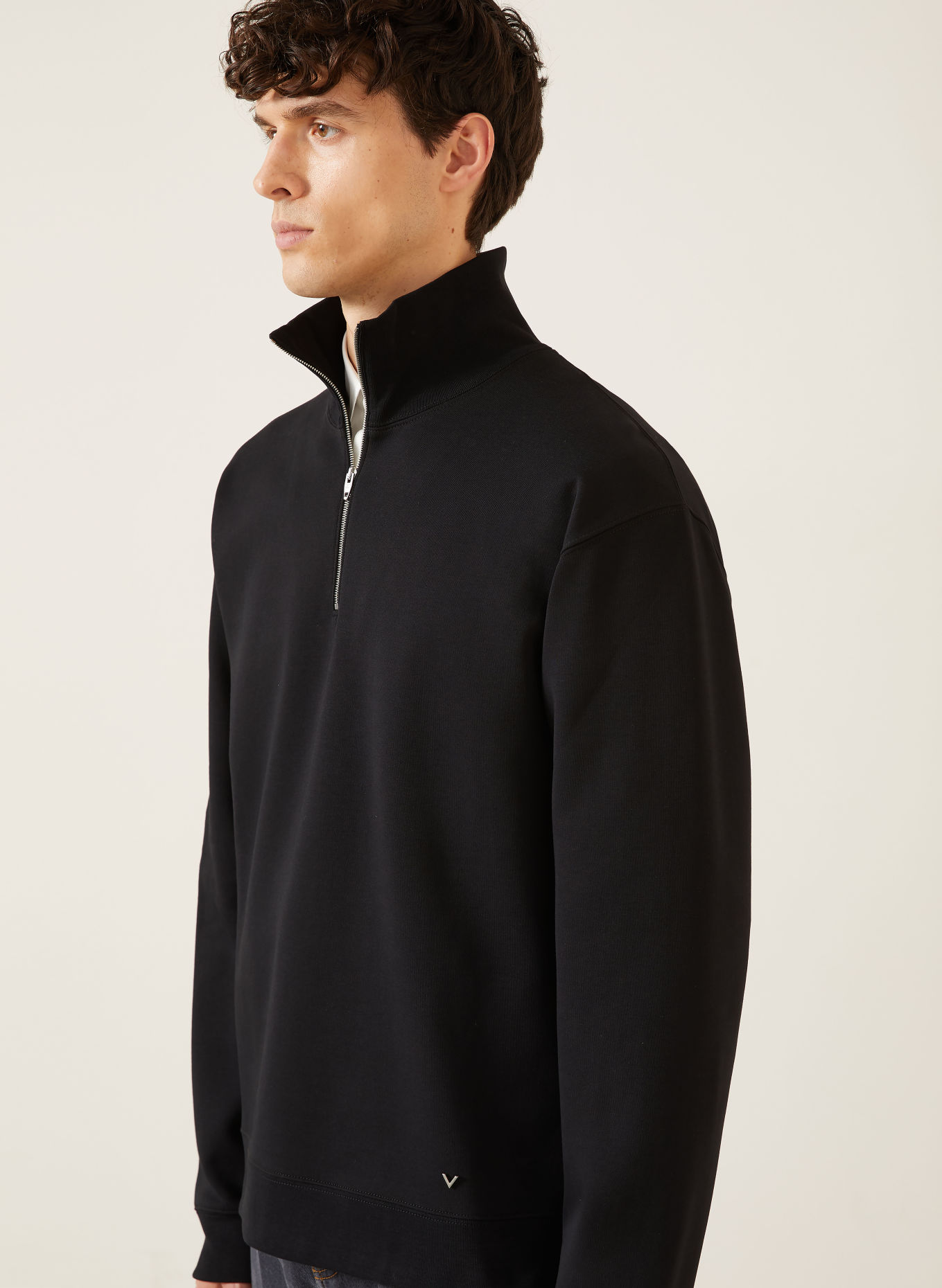 VALENTINO Pull sweat col zippé V DETAIL: NOIR