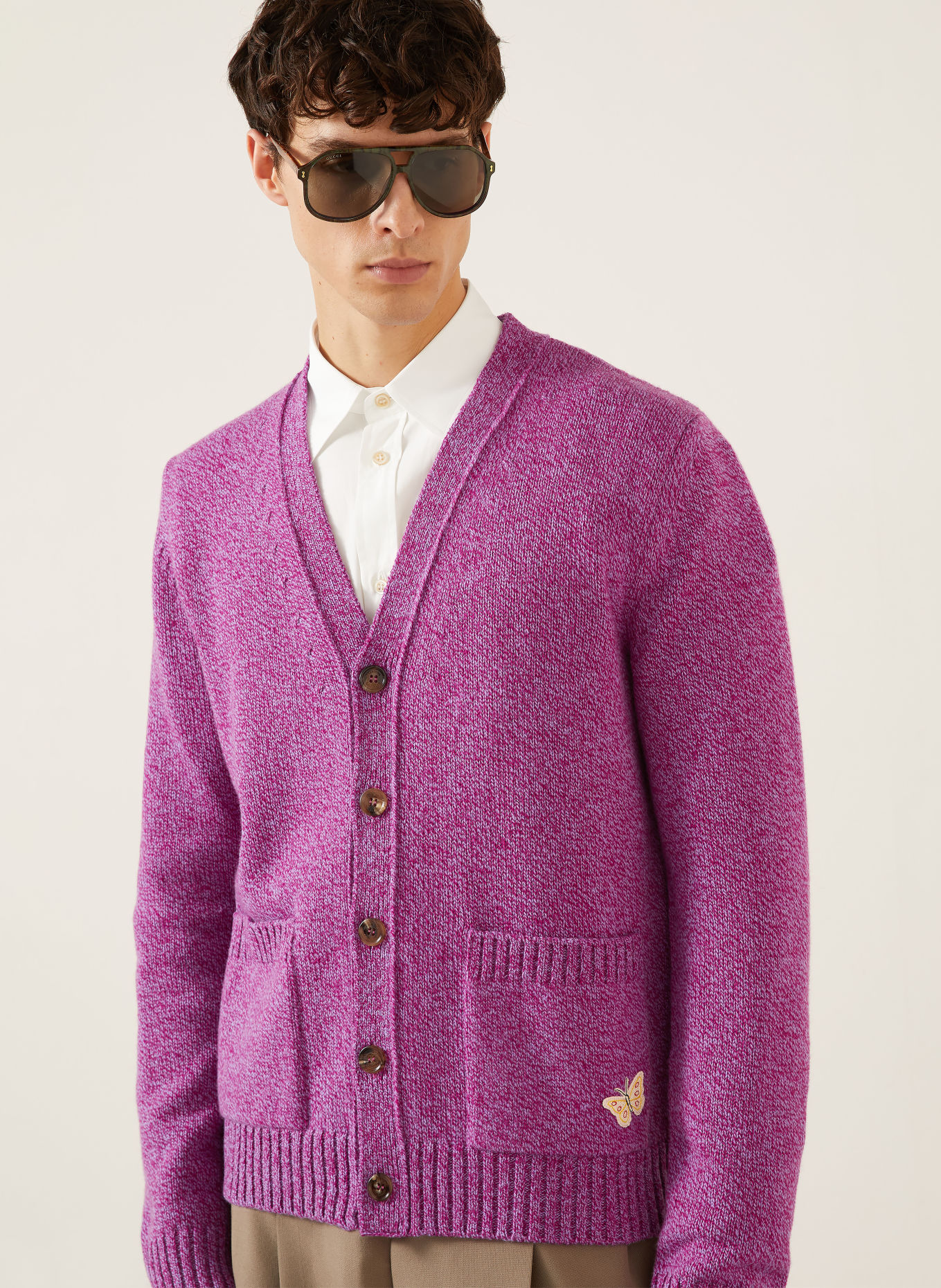 VALENTINO Strickjacke BUTTERFLY: FUCHSIA / LILA