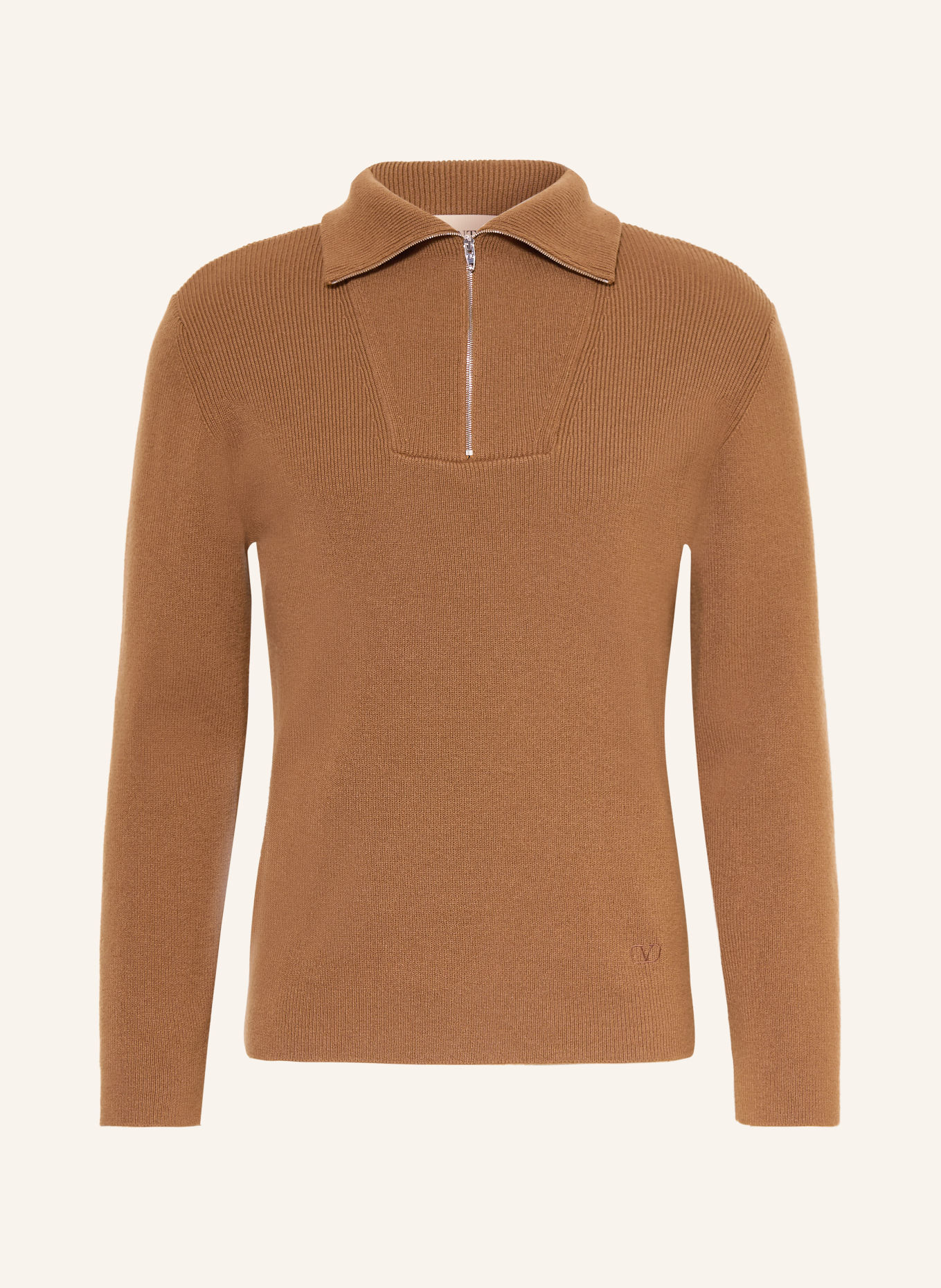 VALENTINO Half-zip sweater VLOGO SIGNATURE: COGNAC