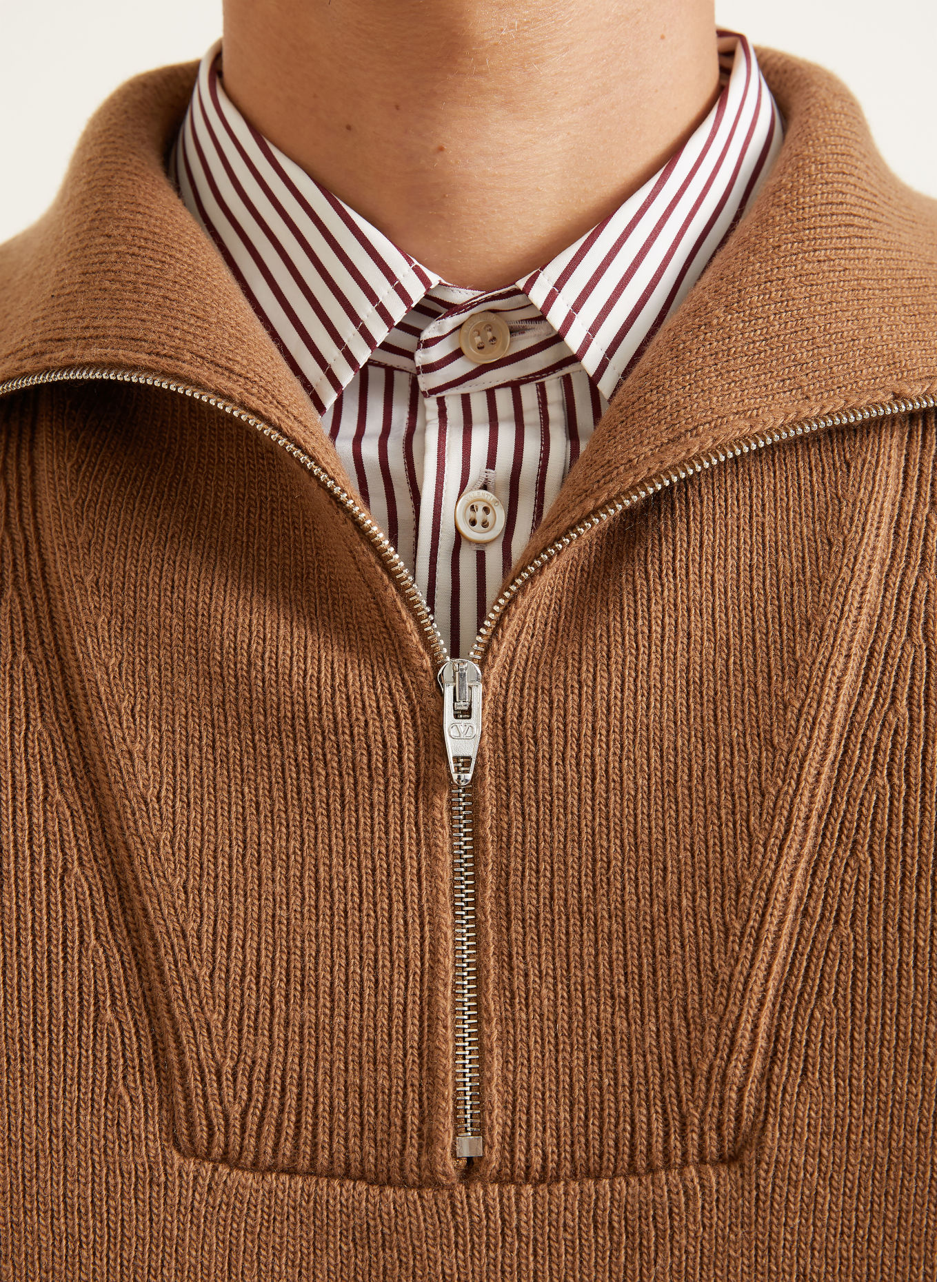 VALENTINO Half-zip sweater VLOGO SIGNATURE: COGNAC
