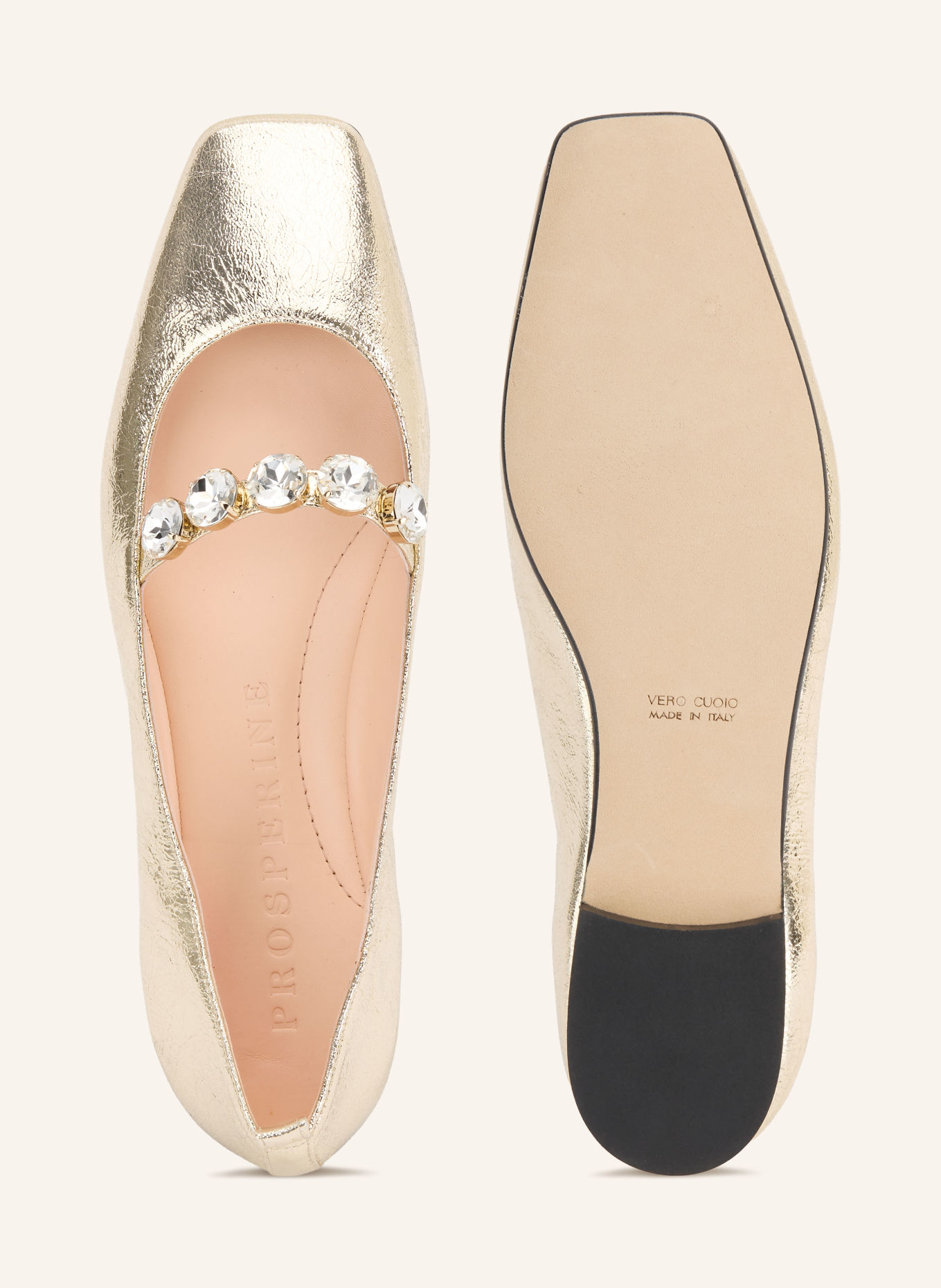 PROSPERINE Mary-Jane-Ballerinas mit Schmucksteinen: GOLD