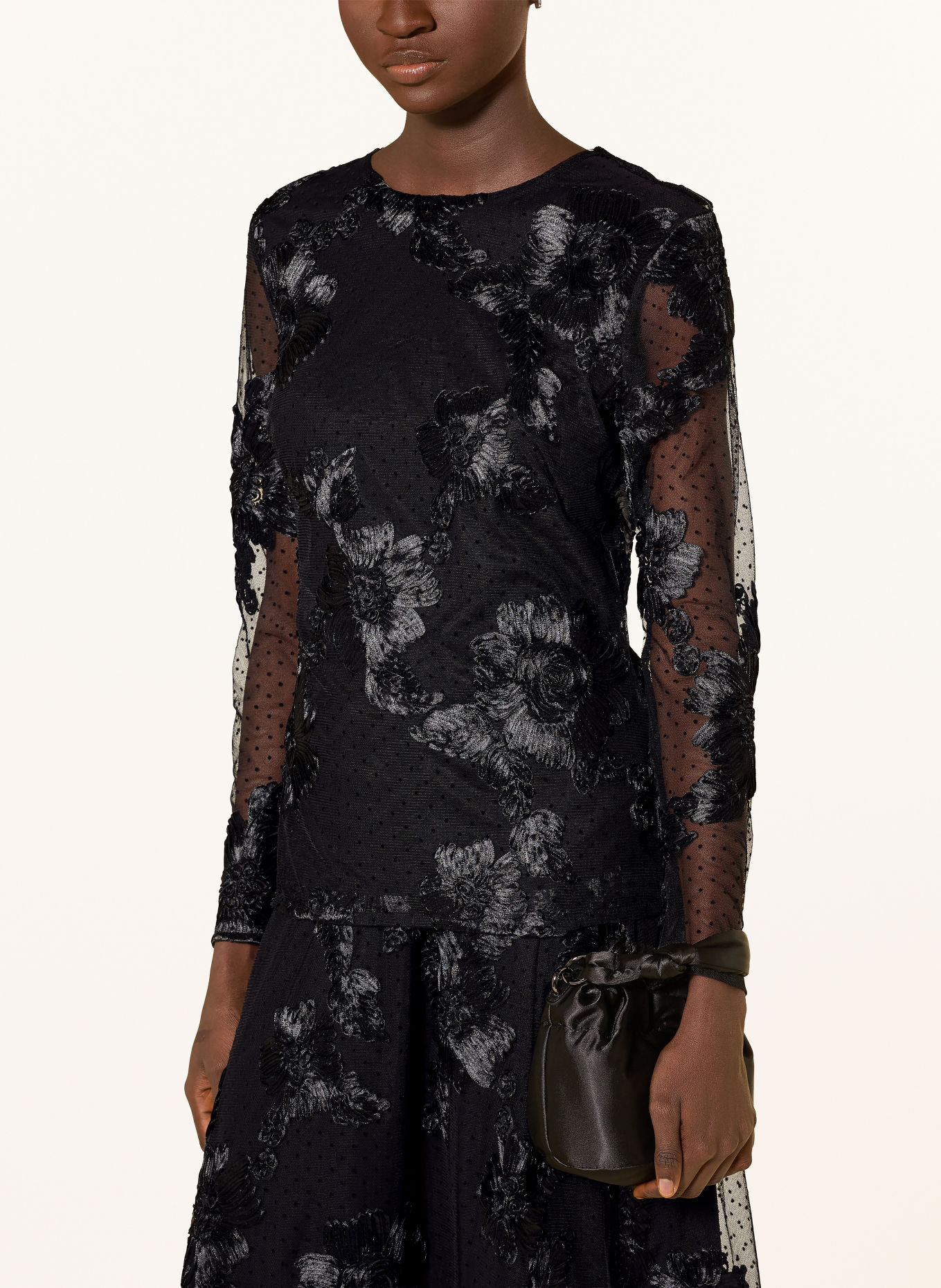 Ana Alcazar Longsleeve aus Mesh: SCHWARZ