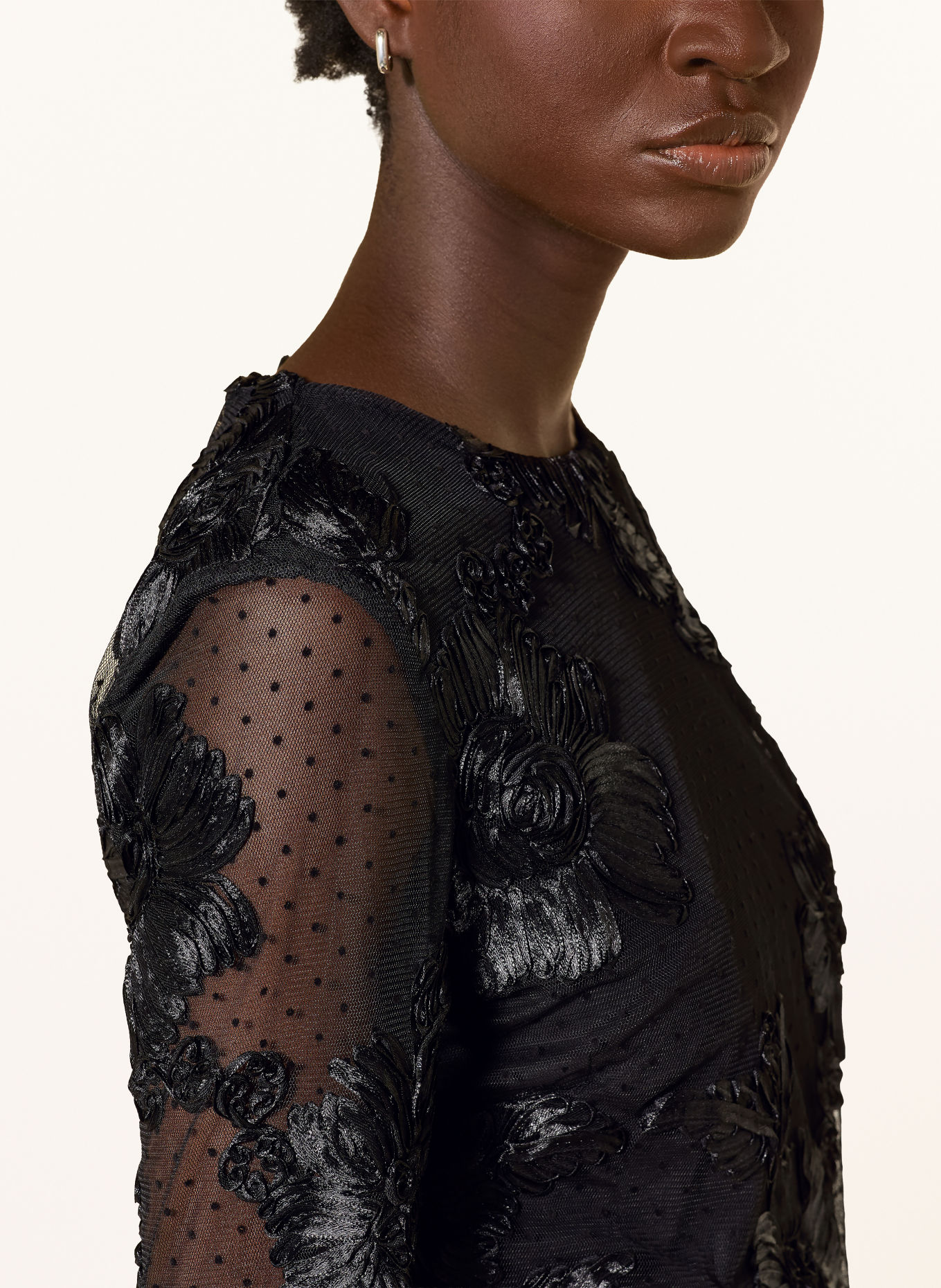 Ana Alcazar Longsleeve aus Mesh: SCHWARZ