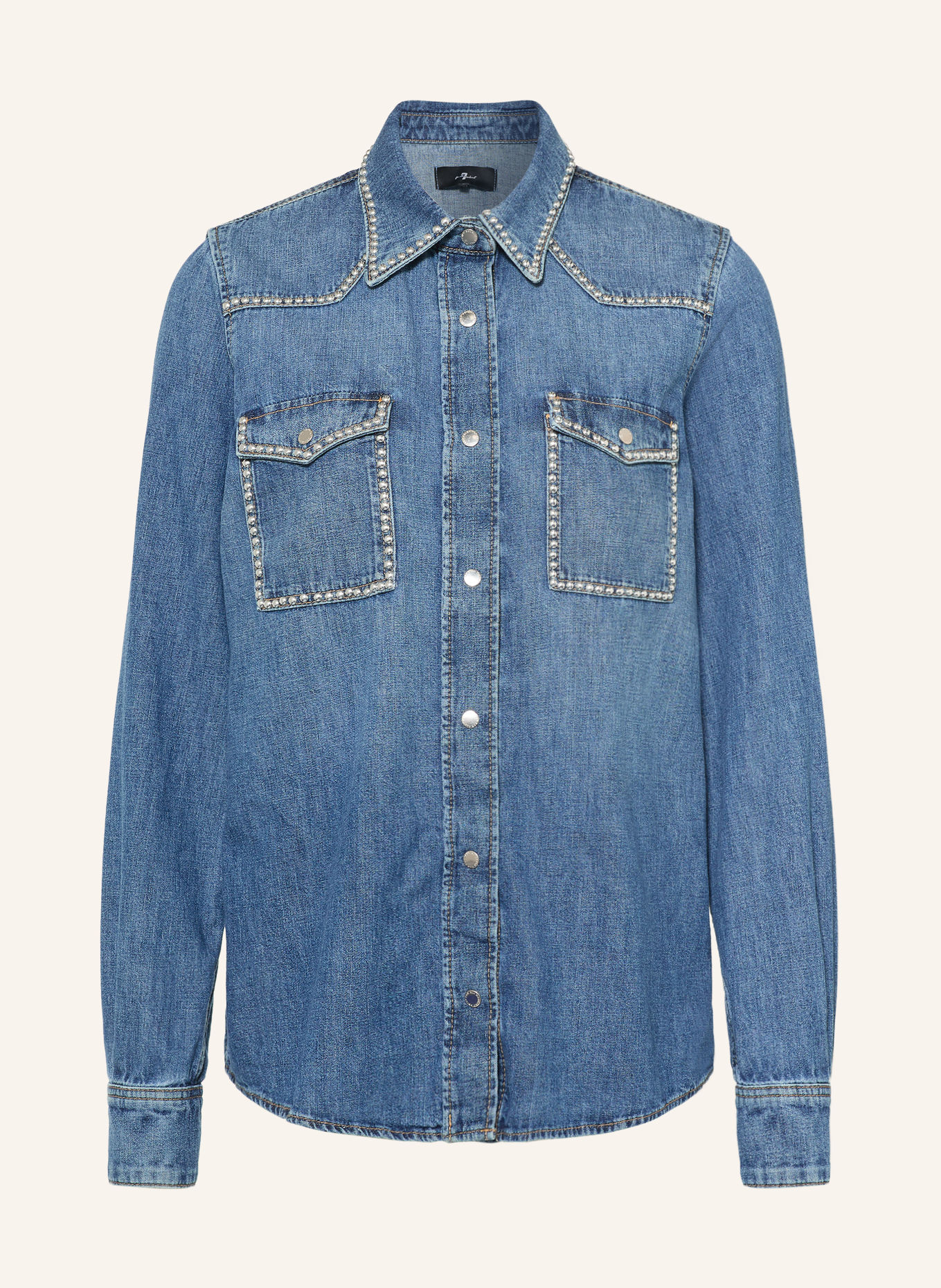 7 for all mankind Denim shirt with studs: BLUE / SILVER