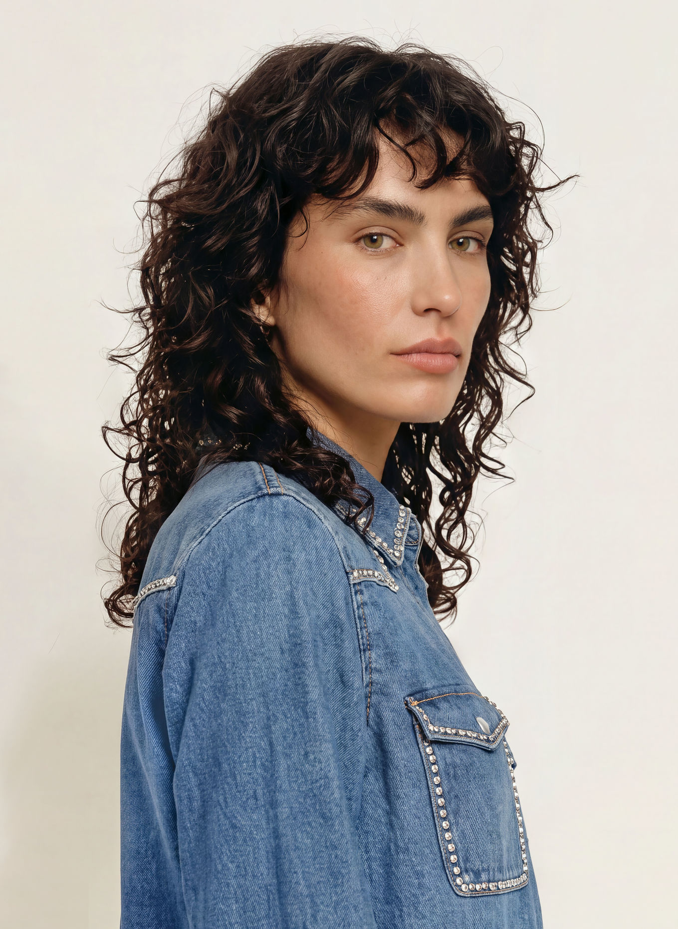 7 for all mankind Denim shirt with studs: BLUE / SILVER