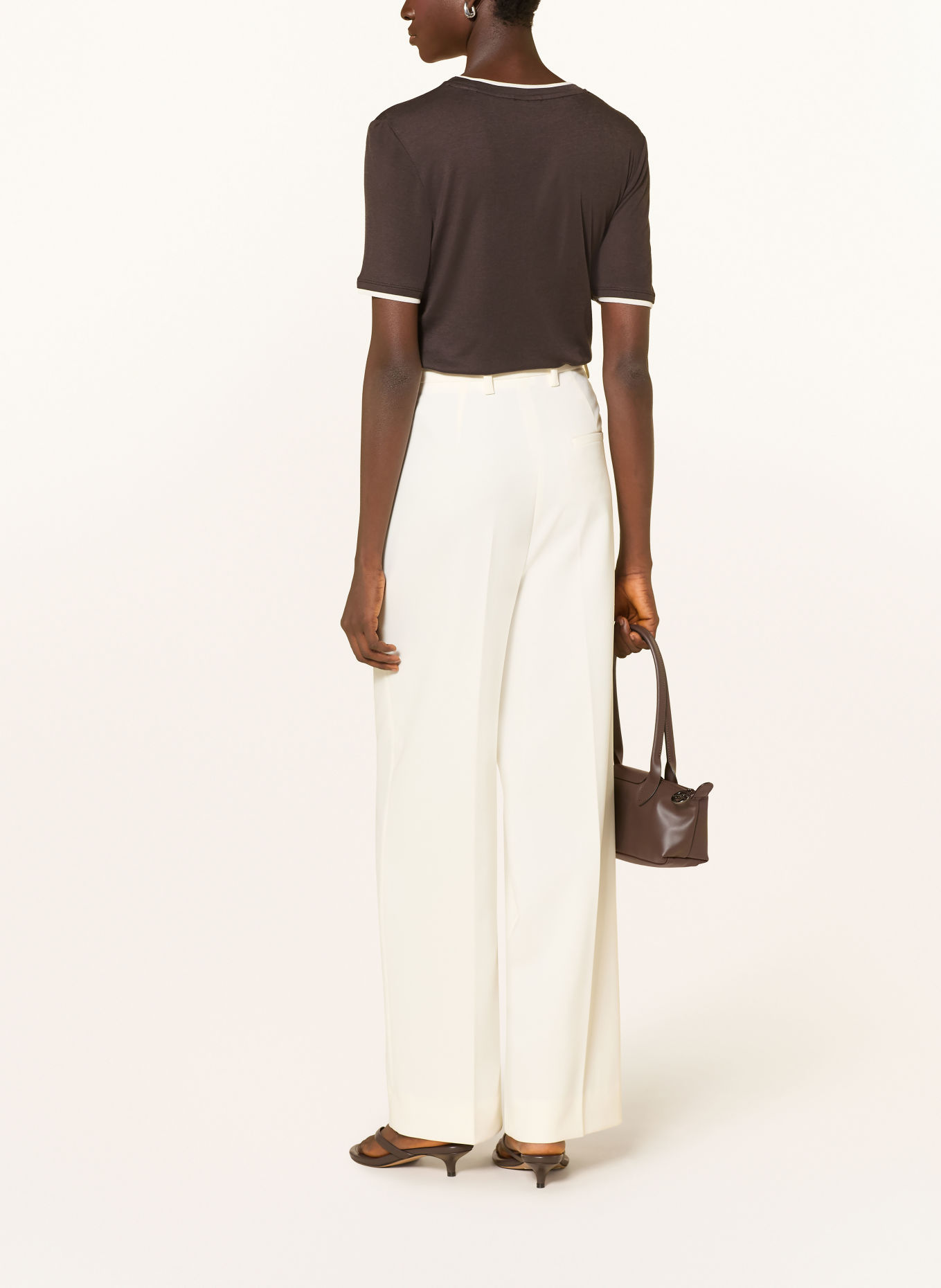 OPUS T-shirt SOPPEL: MARRON FONCÉ / BLANC