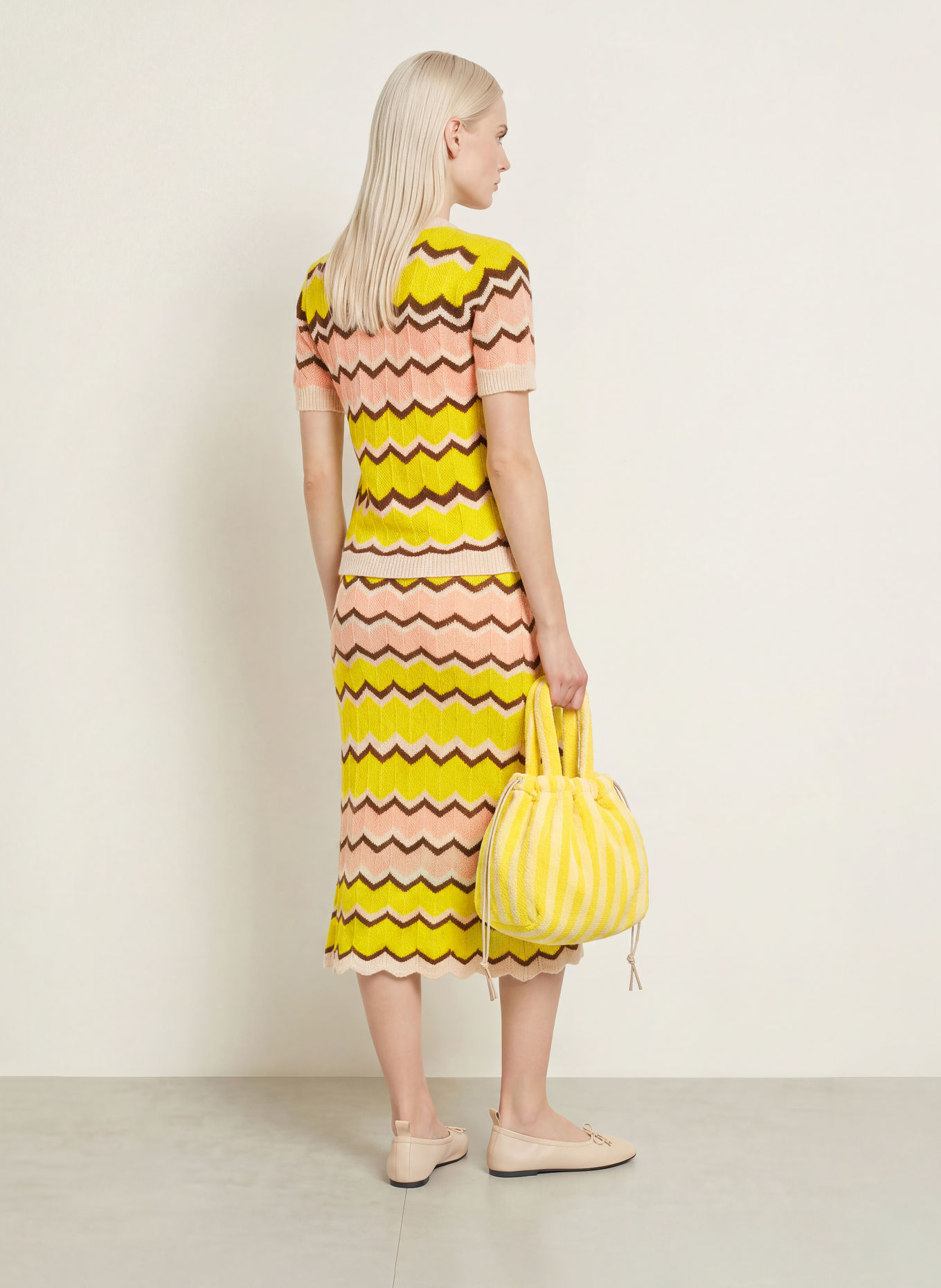 miss goodlife Knit shirt: NEON YELLOW / DARK BROWN / ROSE