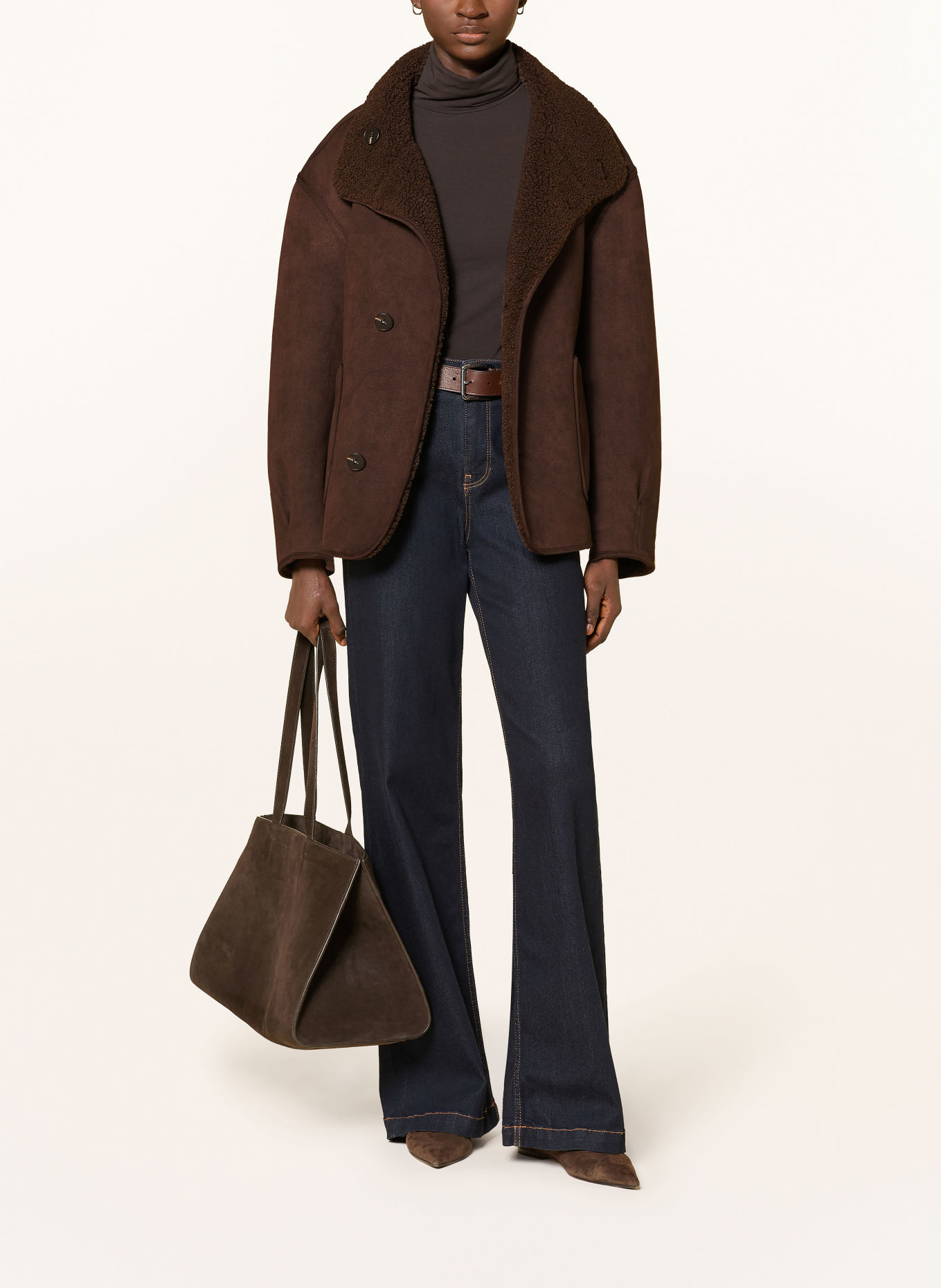 OPUS Teddyfell-Jacke HAELLA zum Wenden: DUNKELBRAUN