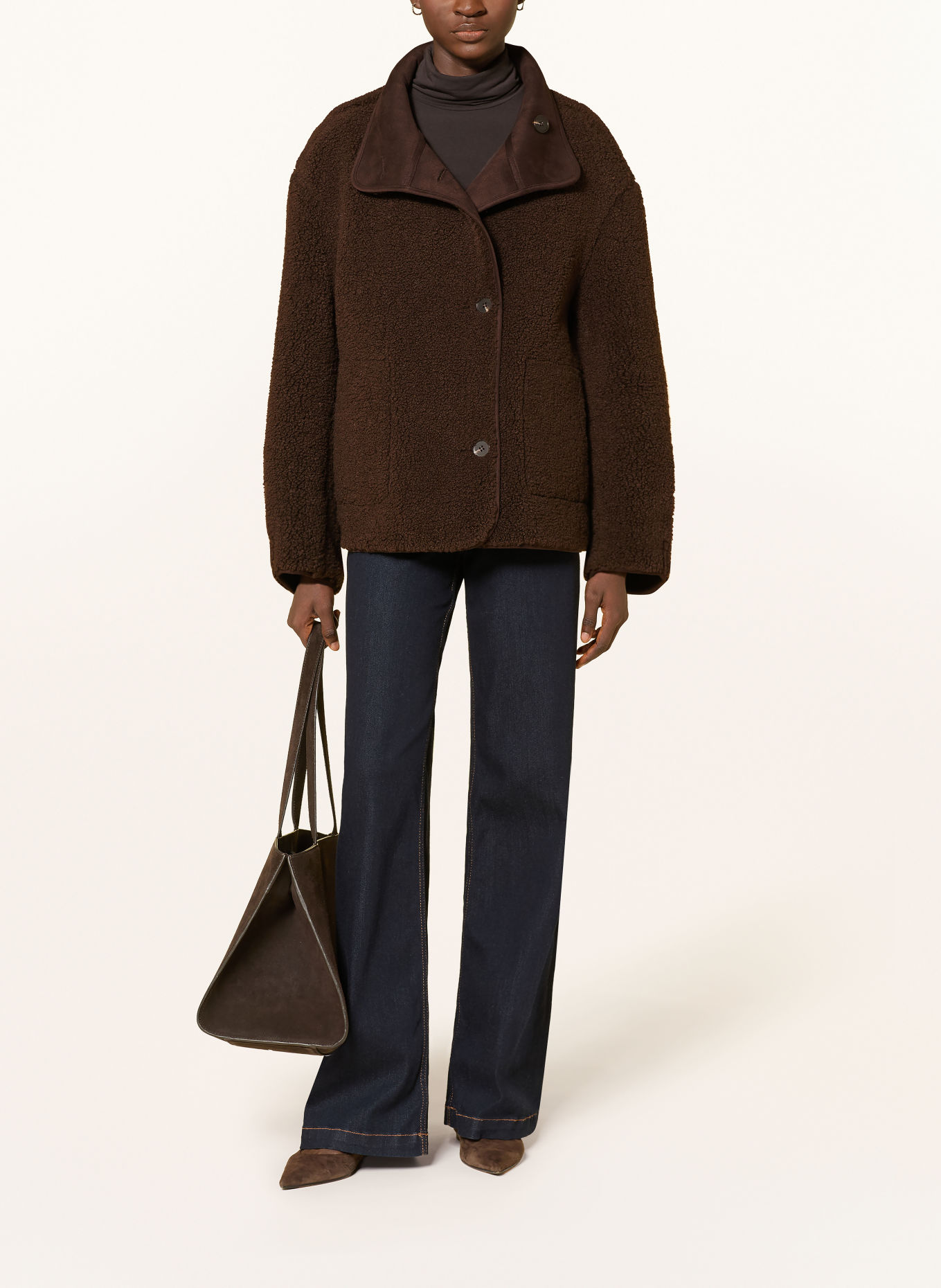 OPUS Teddyfell-Jacke HAELLA zum Wenden: DUNKELBRAUN