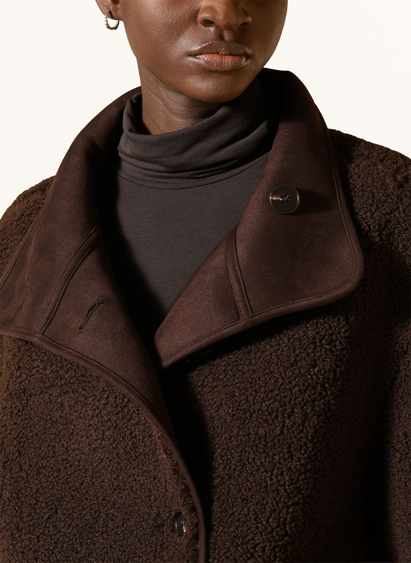 OPUS Teddyfell-Jacke HAELLA zum Wenden: DUNKELBRAUN