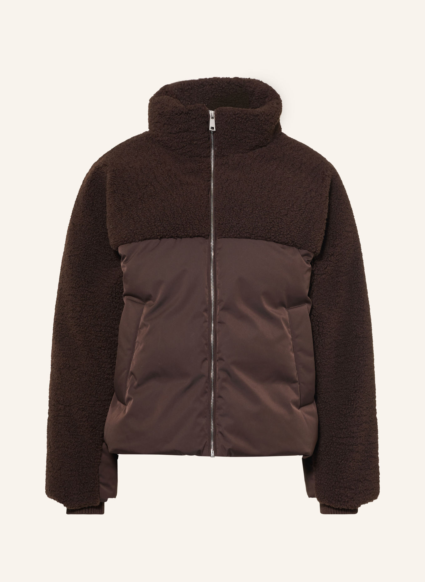 OPUS Kunstpelz-Jacke HAZY im Materialmix: DUNKELBRAUN