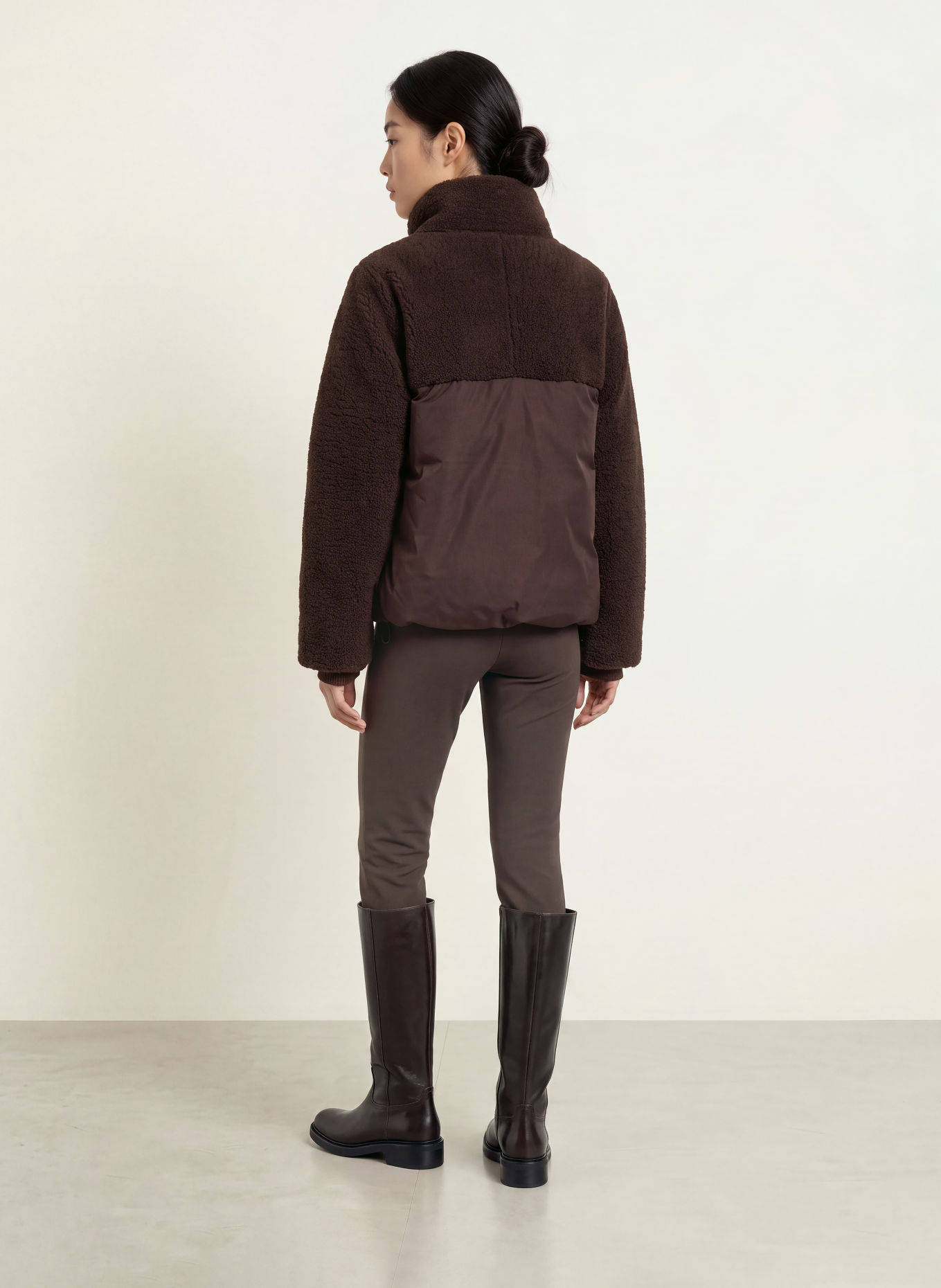OPUS Kunstpelz-Jacke HAZY im Materialmix: DUNKELBRAUN