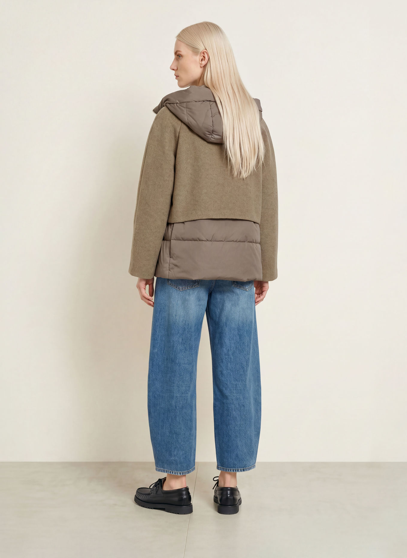 OPUS Steppjacke HALENKOS im Materialmix: TAUPE / KHAKI