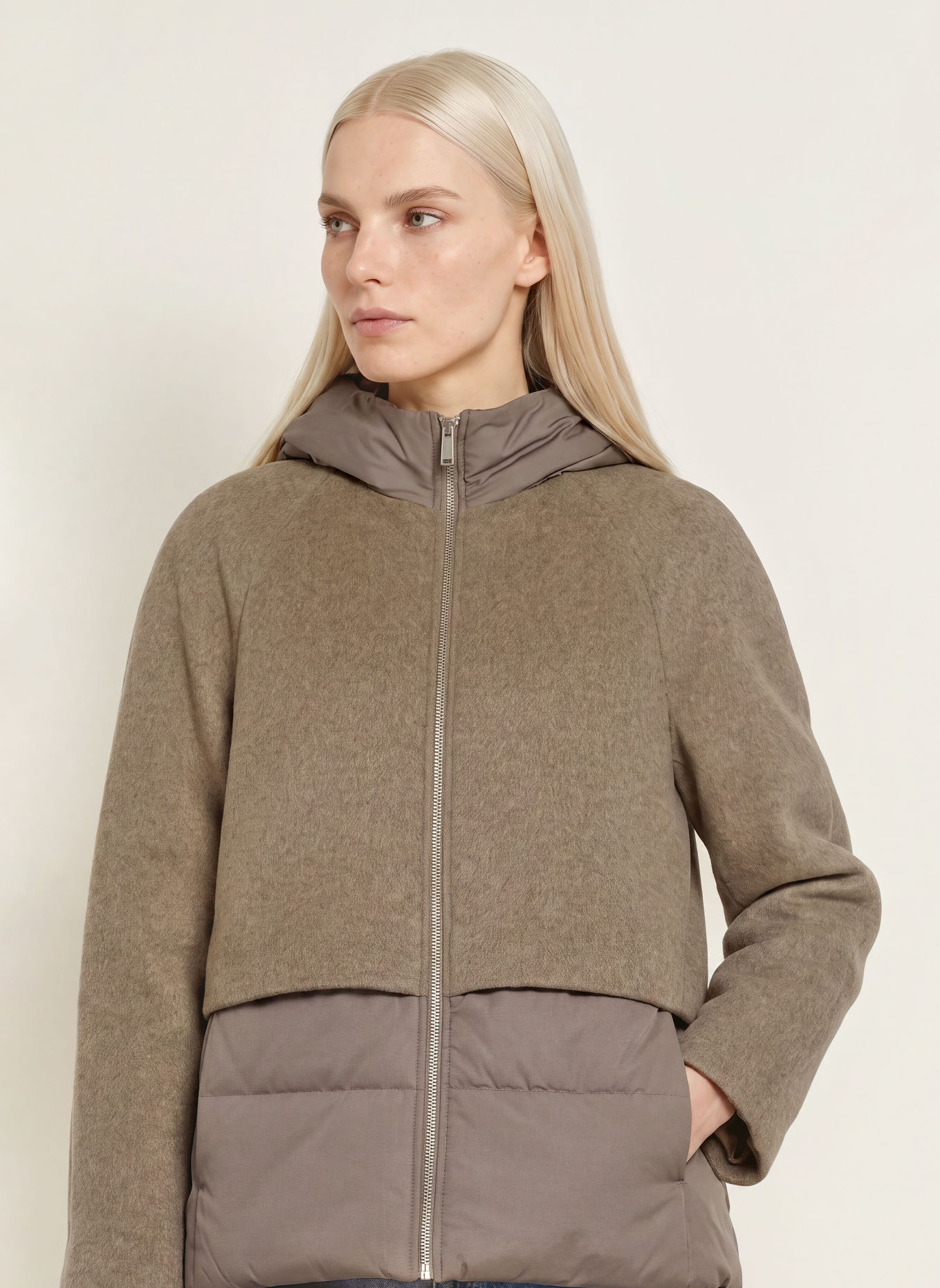 OPUS Steppjacke HALENKOS im Materialmix: TAUPE / KHAKI