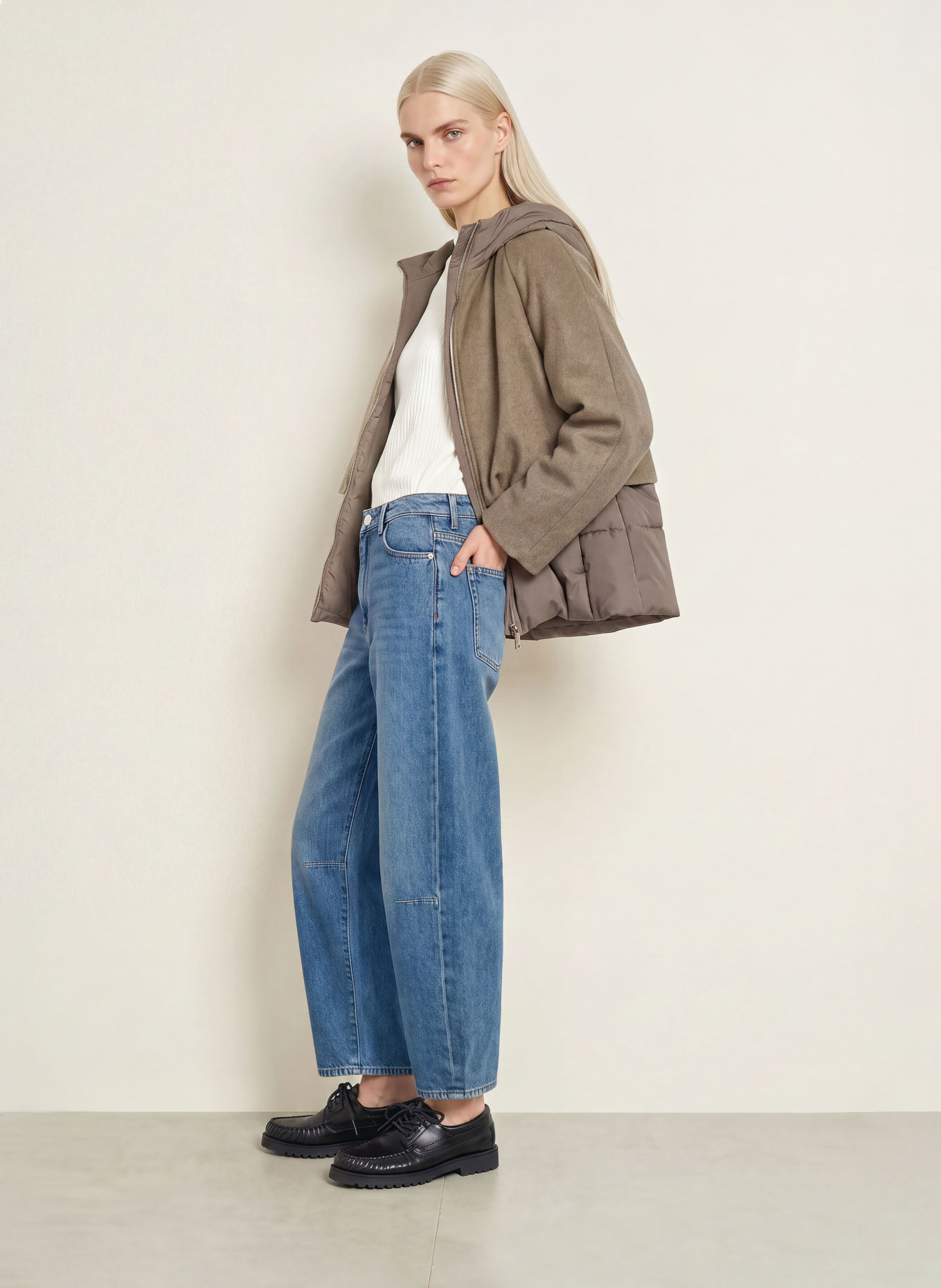 OPUS Steppjacke HALENKOS im Materialmix: TAUPE / KHAKI