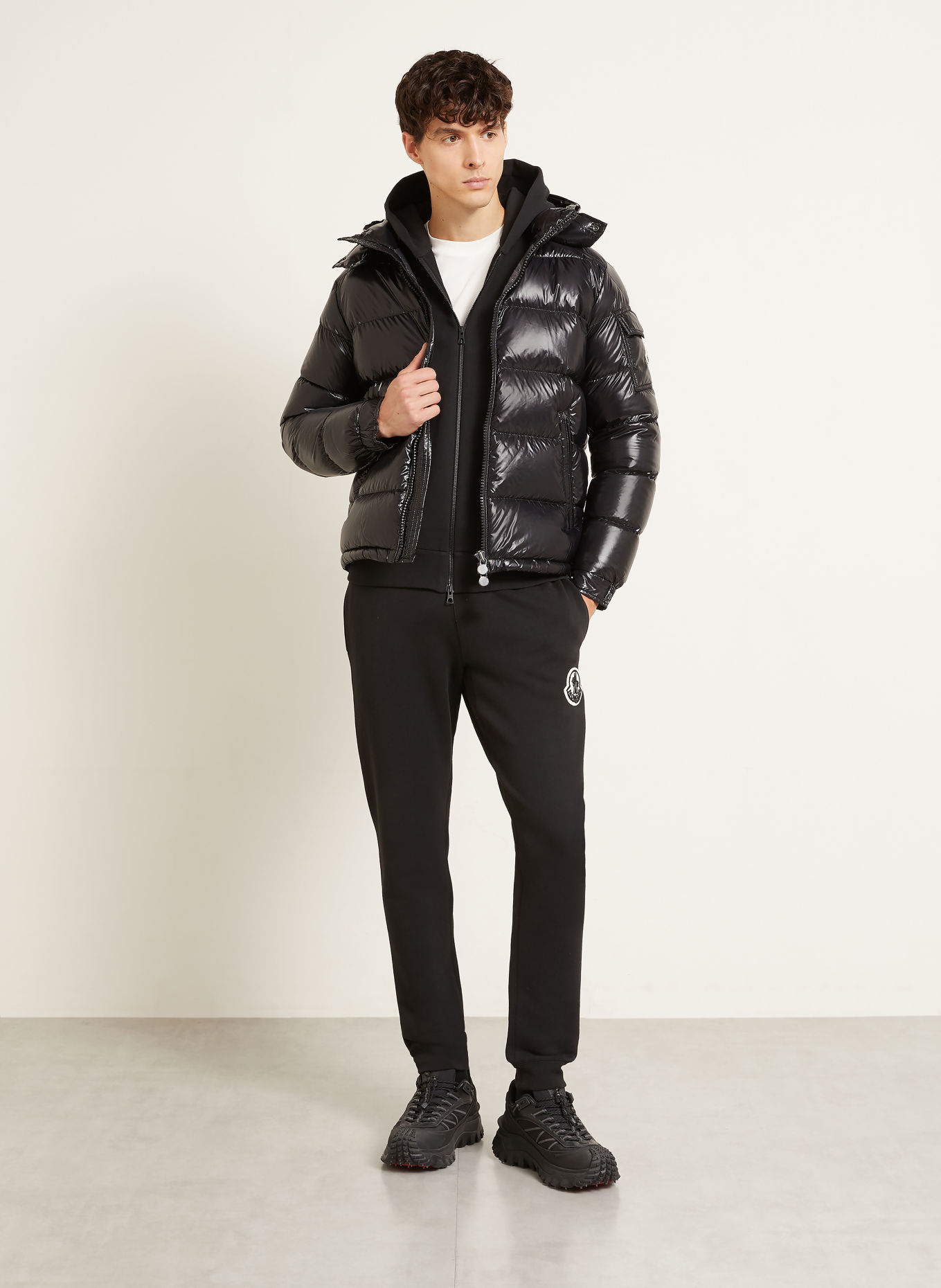 MONCLER MAYA Down Jacket with Detachable Hood: BLACK