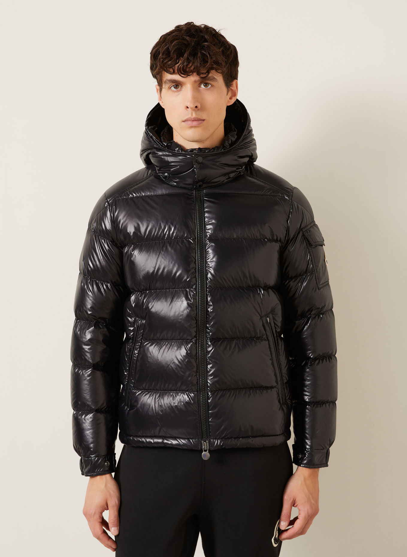 MONCLER MAYA Down Jacket with Detachable Hood: BLACK