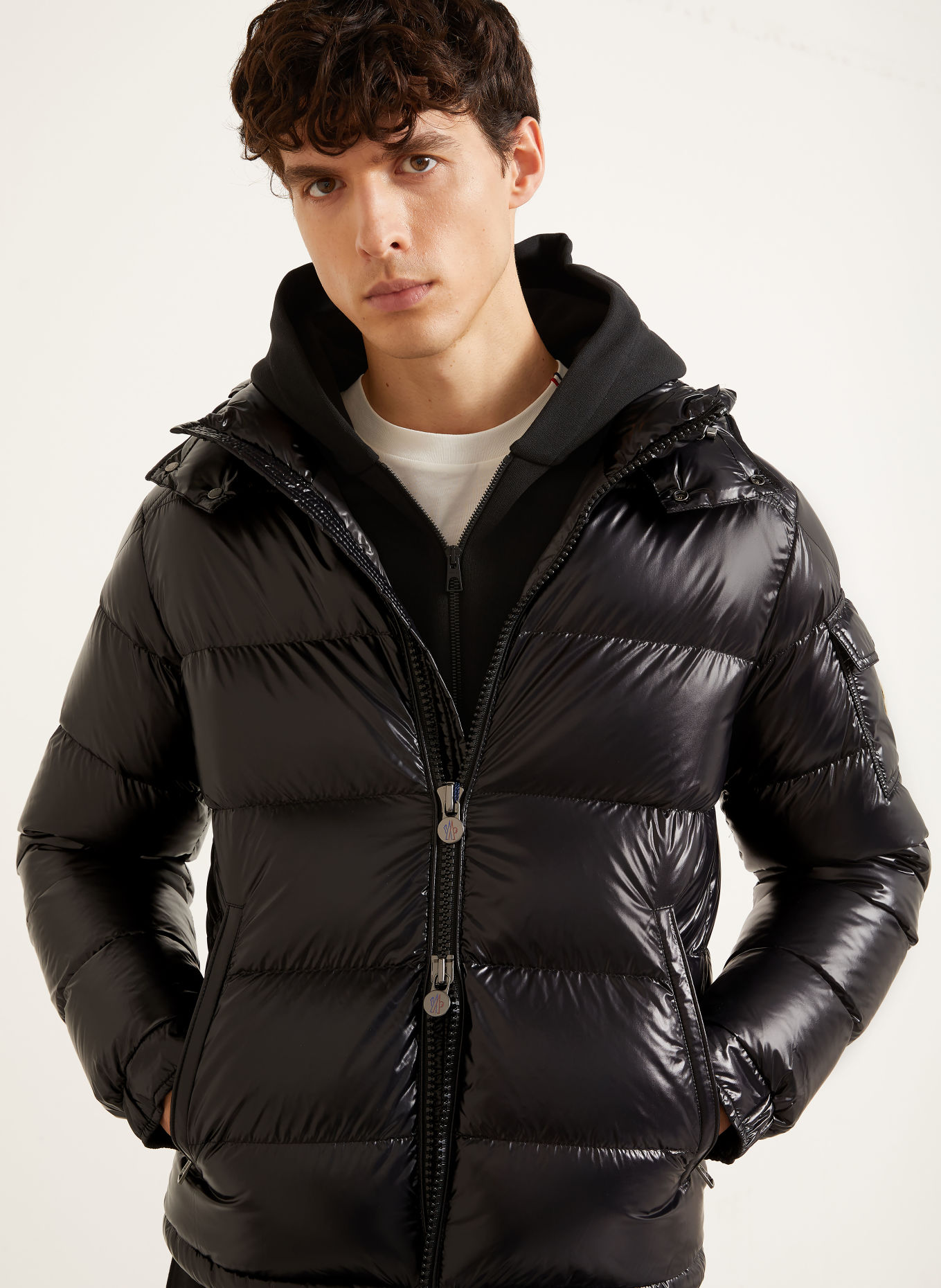 MONCLER MAYA Down Jacket with Detachable Hood: BLACK